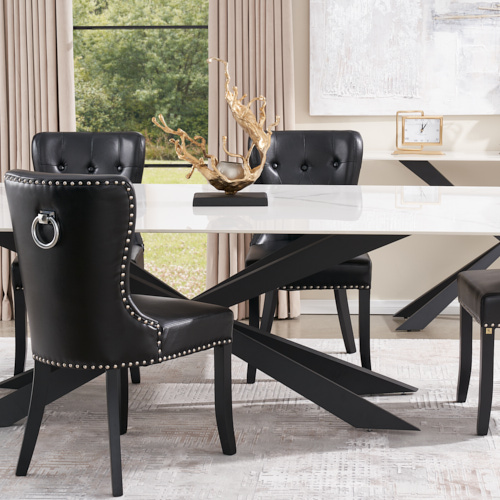 Viktor Black Vegan Leather Dining Chair 