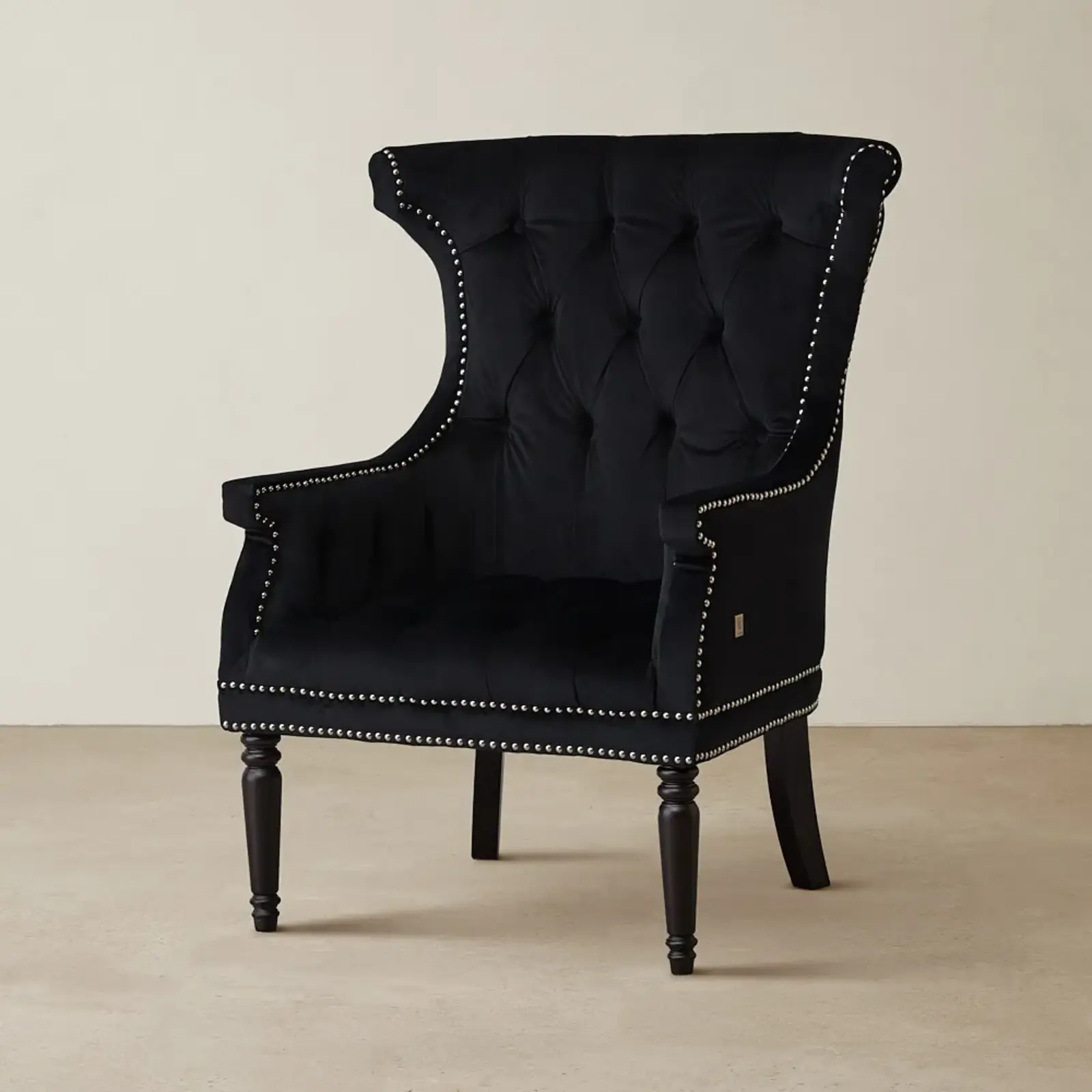 Deco Black Velvet Armchair