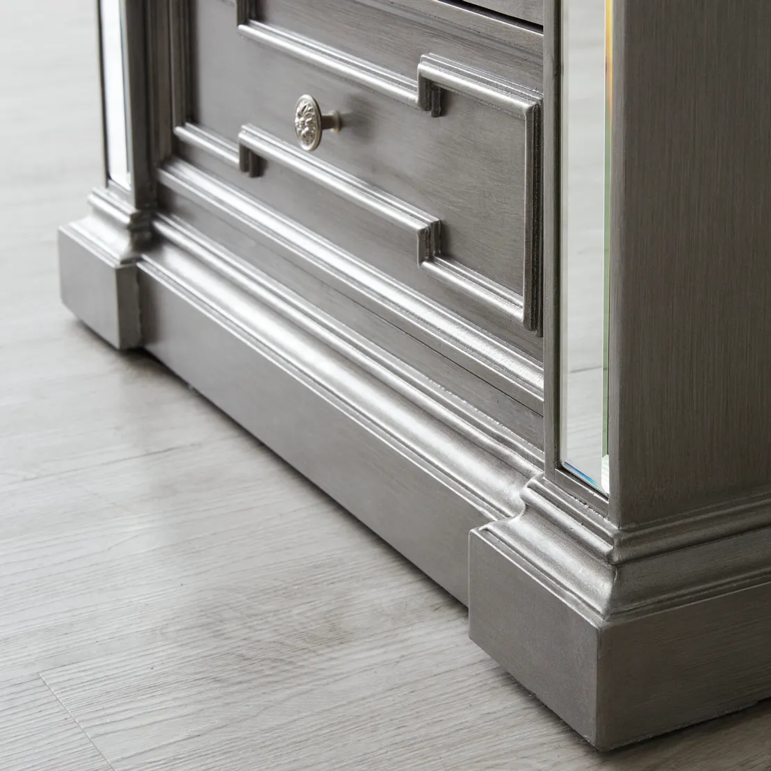 Solitude Antique Silver Bedside Table