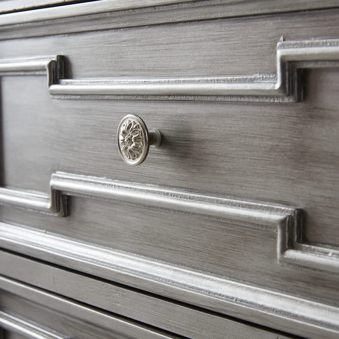 Solitude Antique Silver Bedside Table