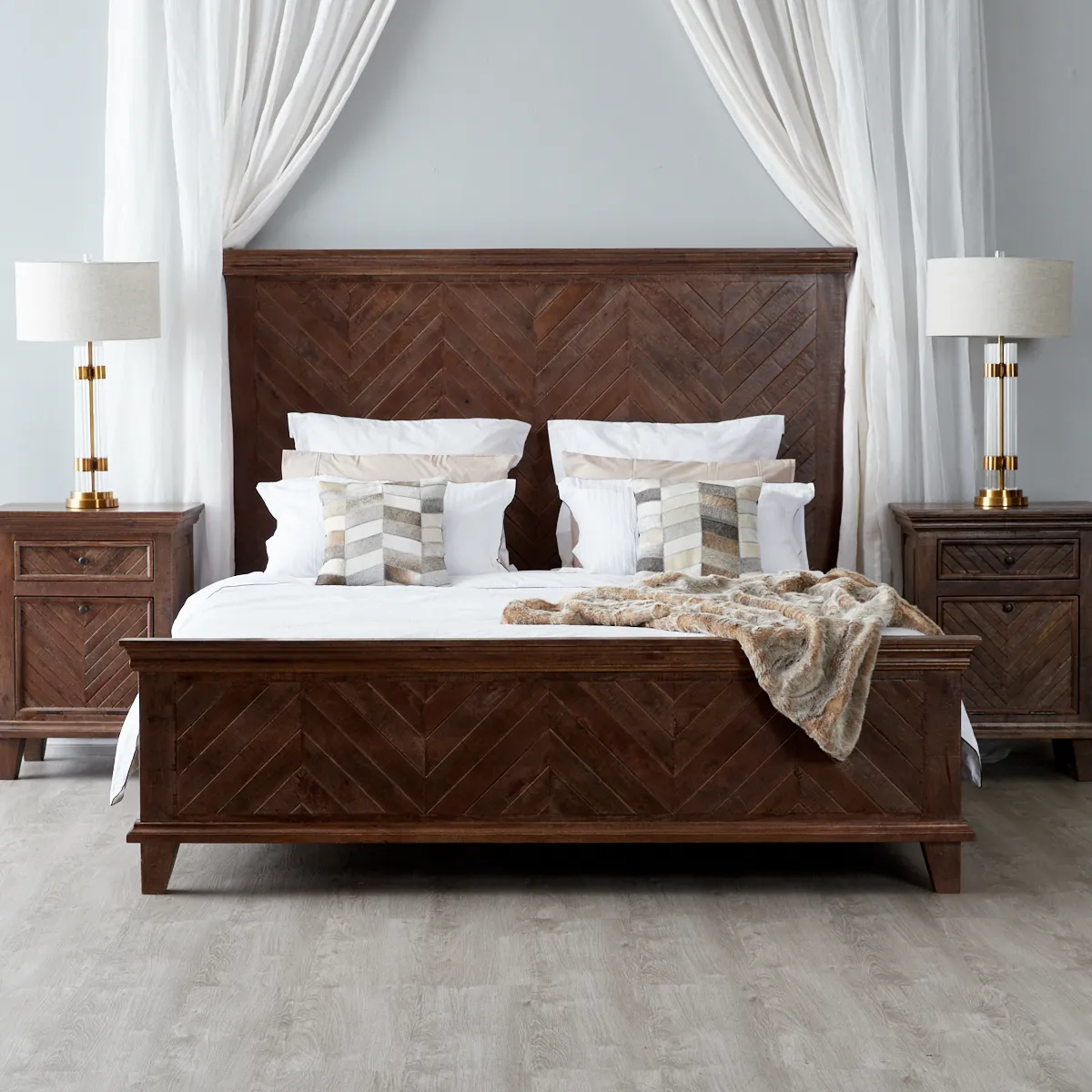 Herringbone Design Queen Bed
