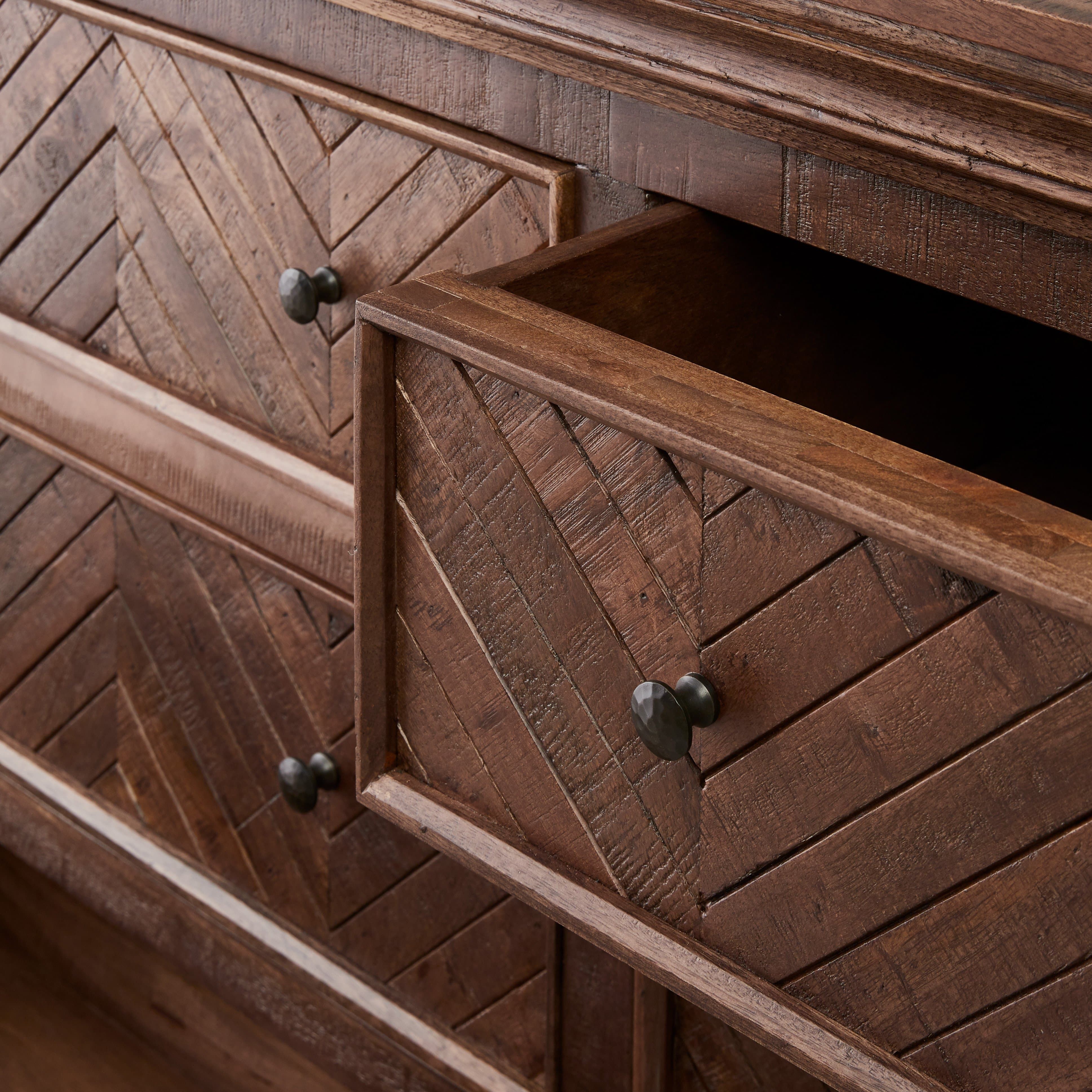 Herringbone design 6 drawer dresser