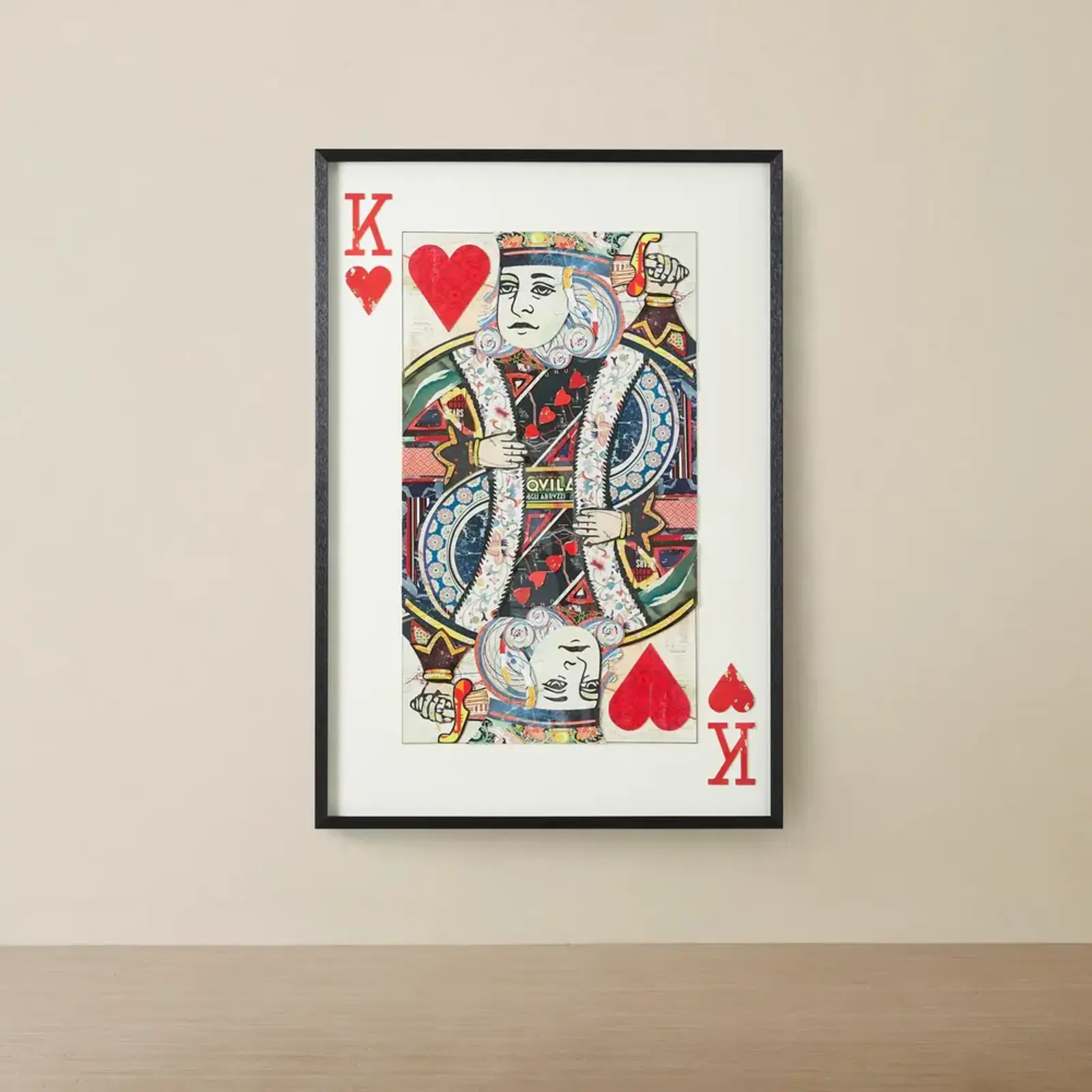 King Of Hearts Framed Paper Collage