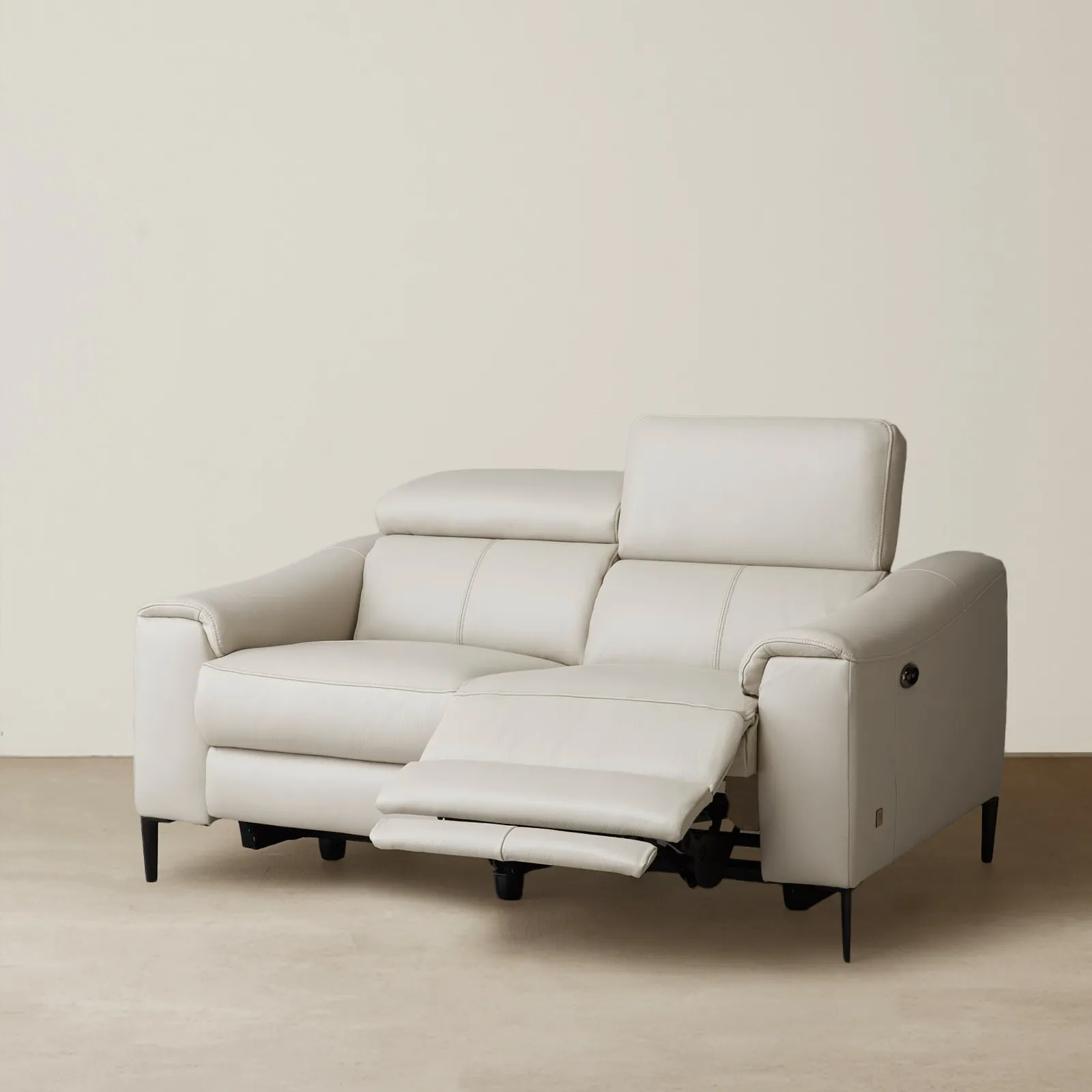 Bruce Cream Leather 2-Seater Electric Recliner Koala Living