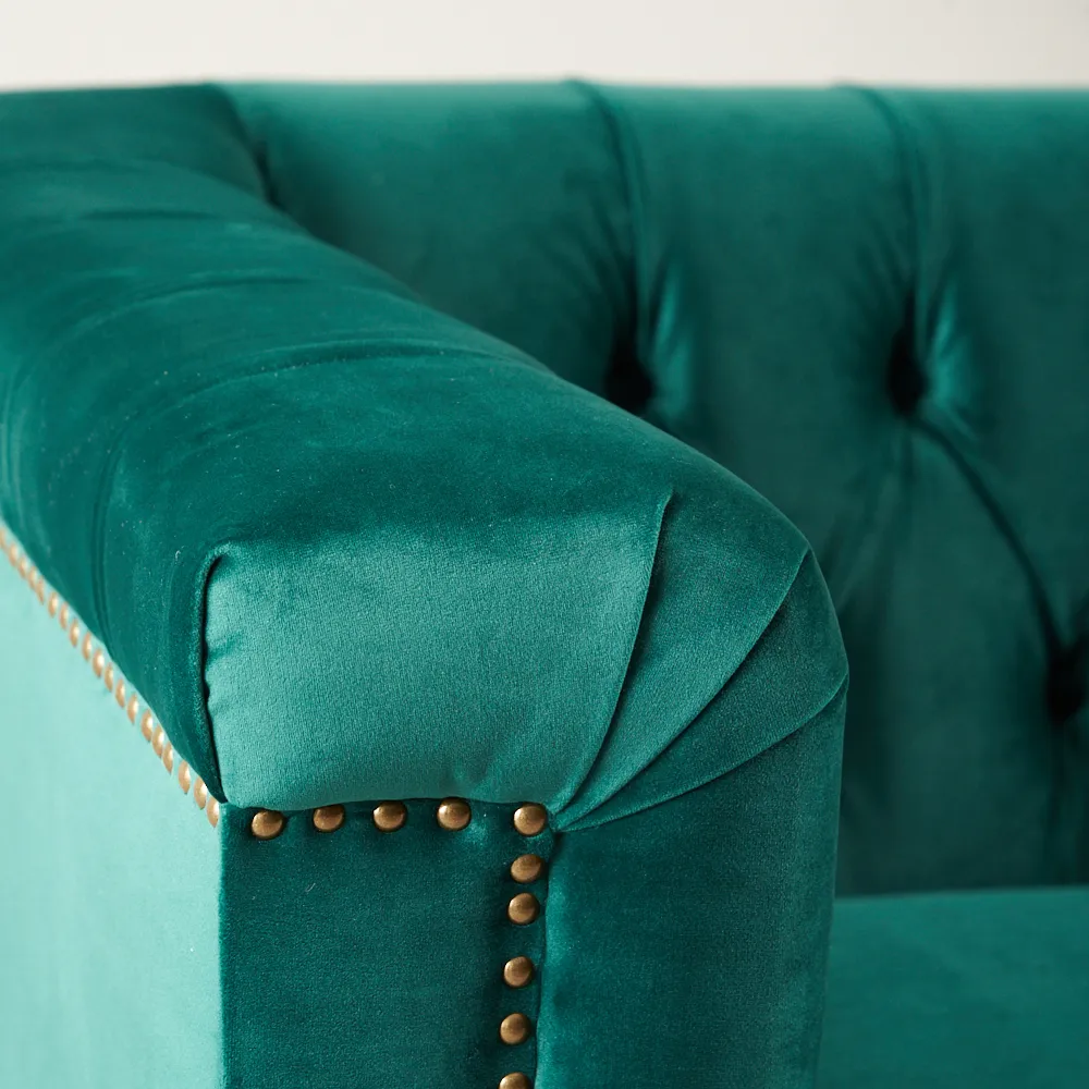 Pascal Emerald Green Velvet 3-Seater Sofa