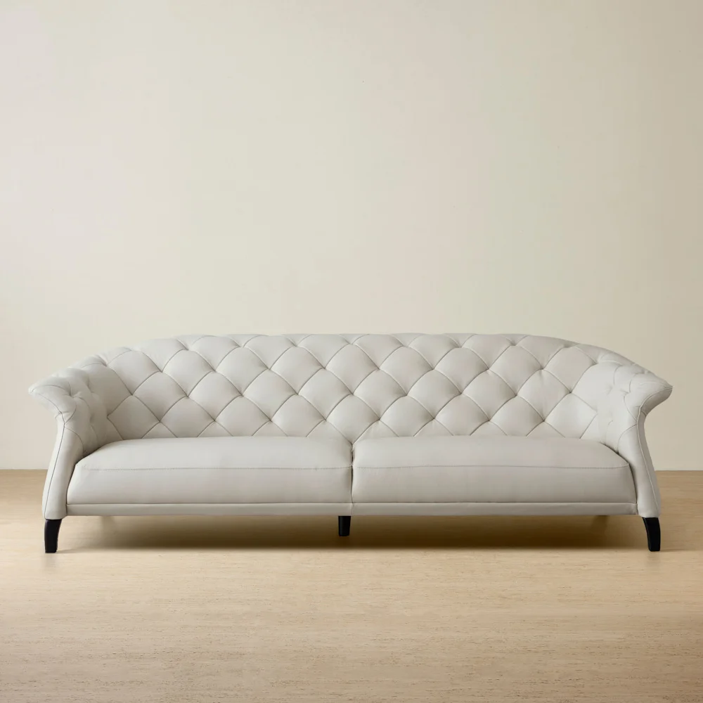 Regal Cream Leather 3-Seater Sofa 