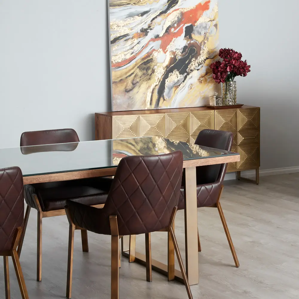 Anita Honey Glass Seater Dining Table 