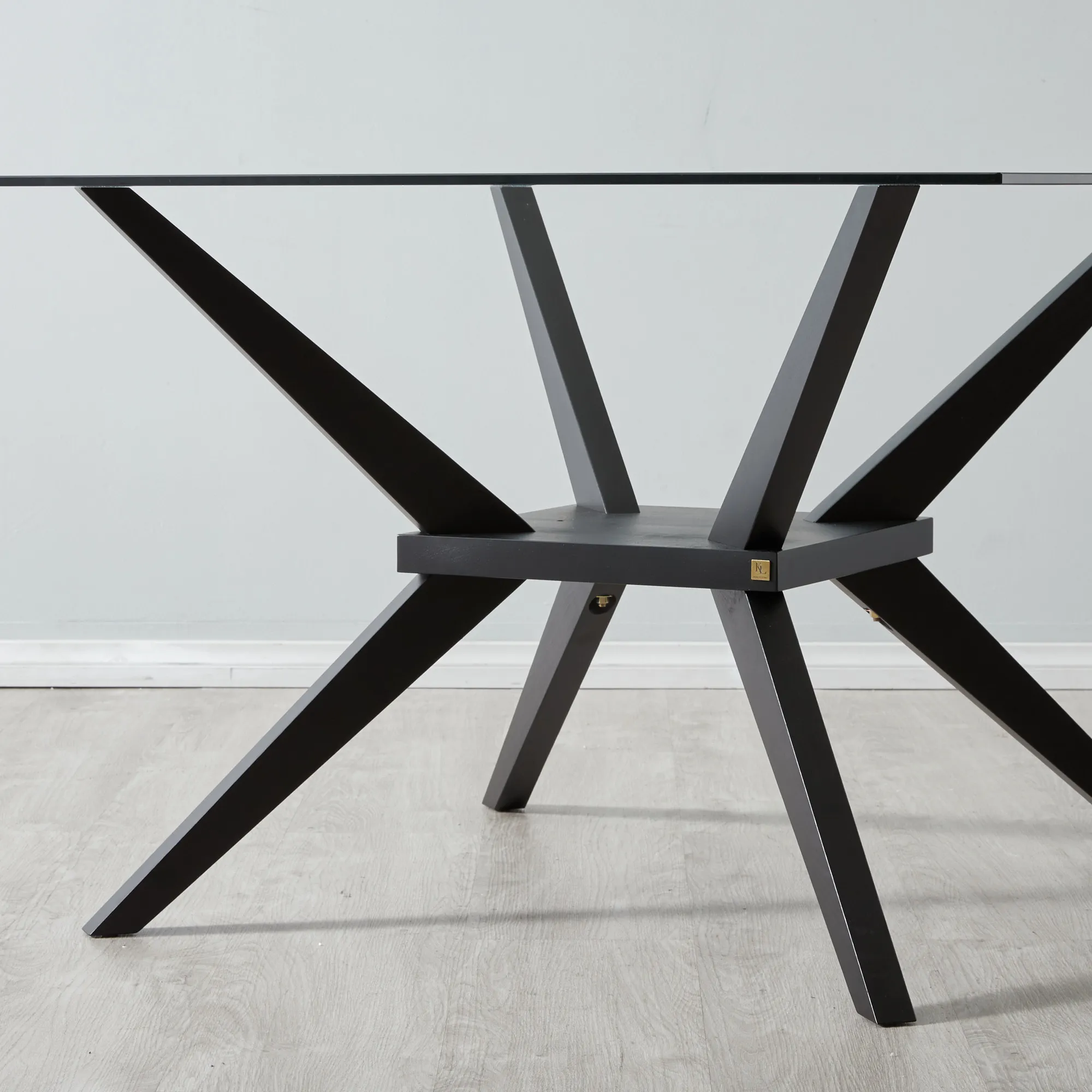 Alfonso Glass Top Square Dining Table Black Legs