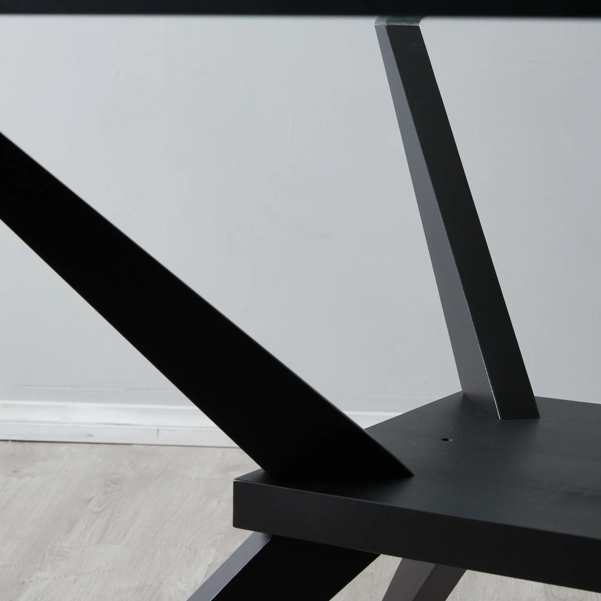 Alfonso Glass Top Square Dining Table Black Legs