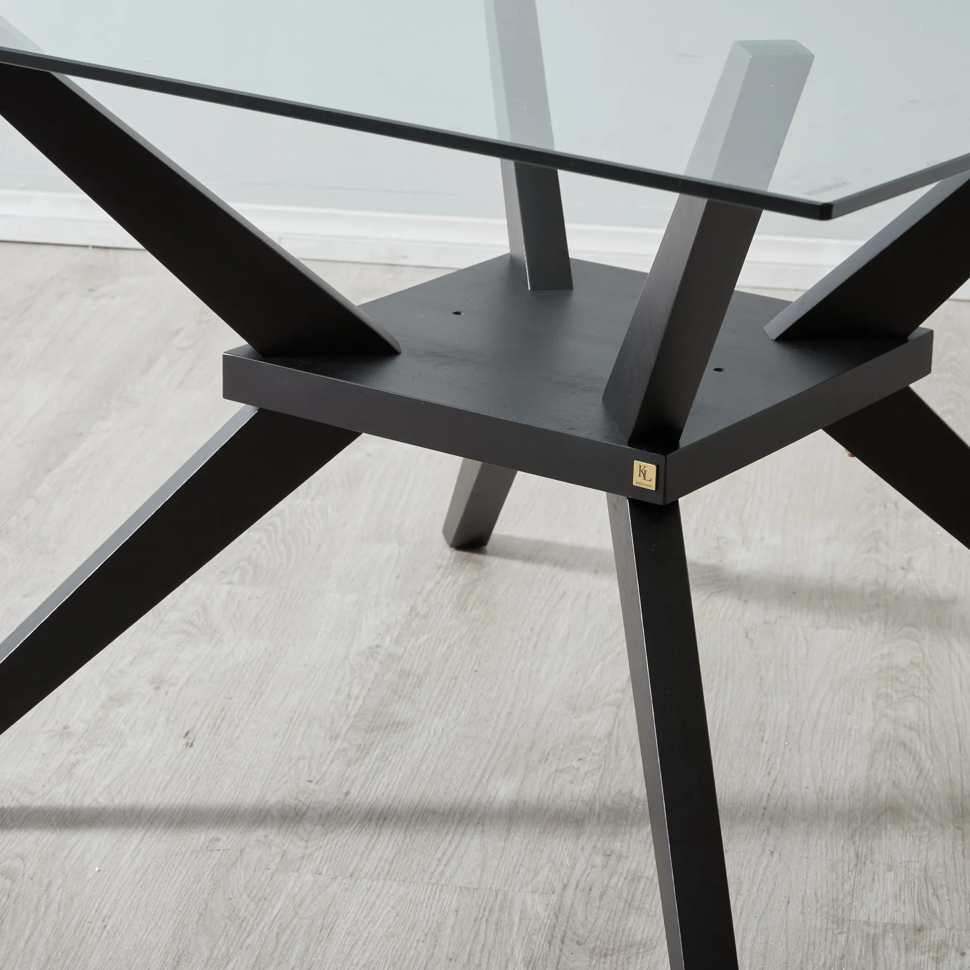 Alfonso Glass Top Square Dining Table Black Legs