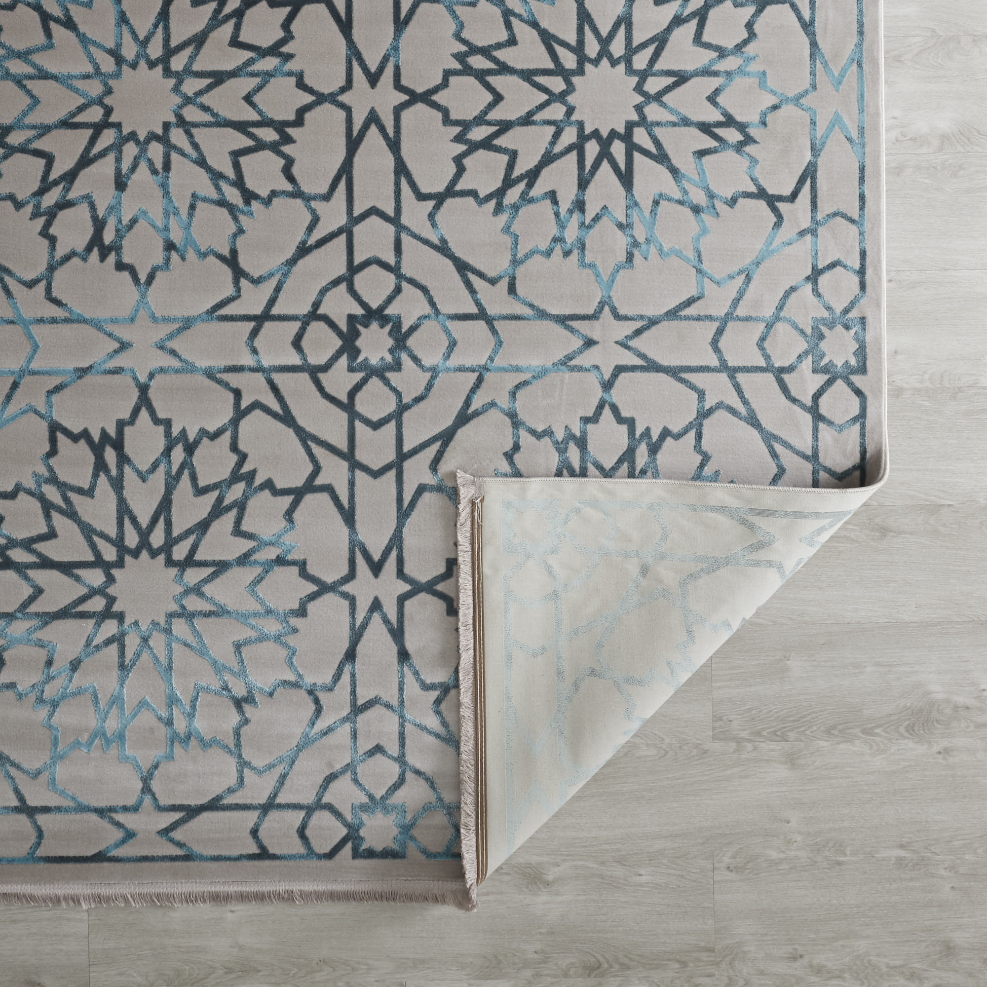 Blue Arabesque Floor Rug - Large