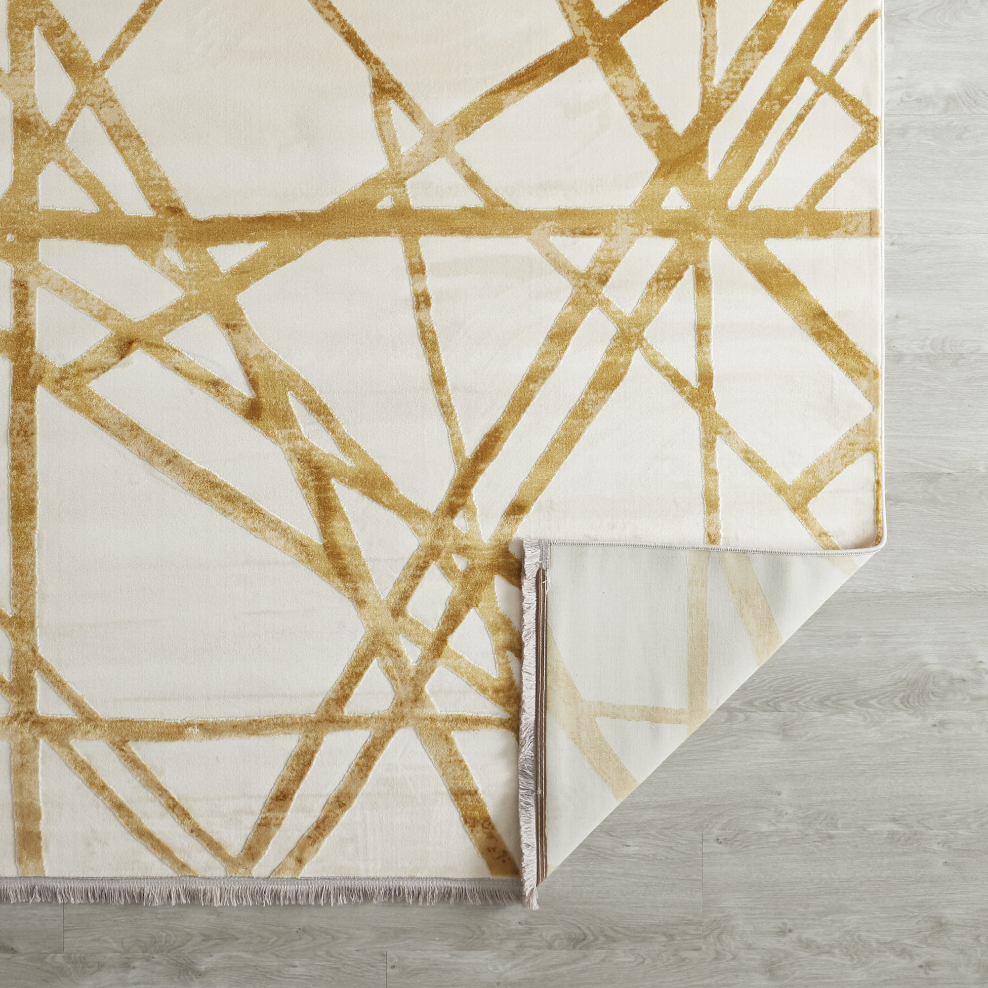 Gold CrissCross Floor Rug