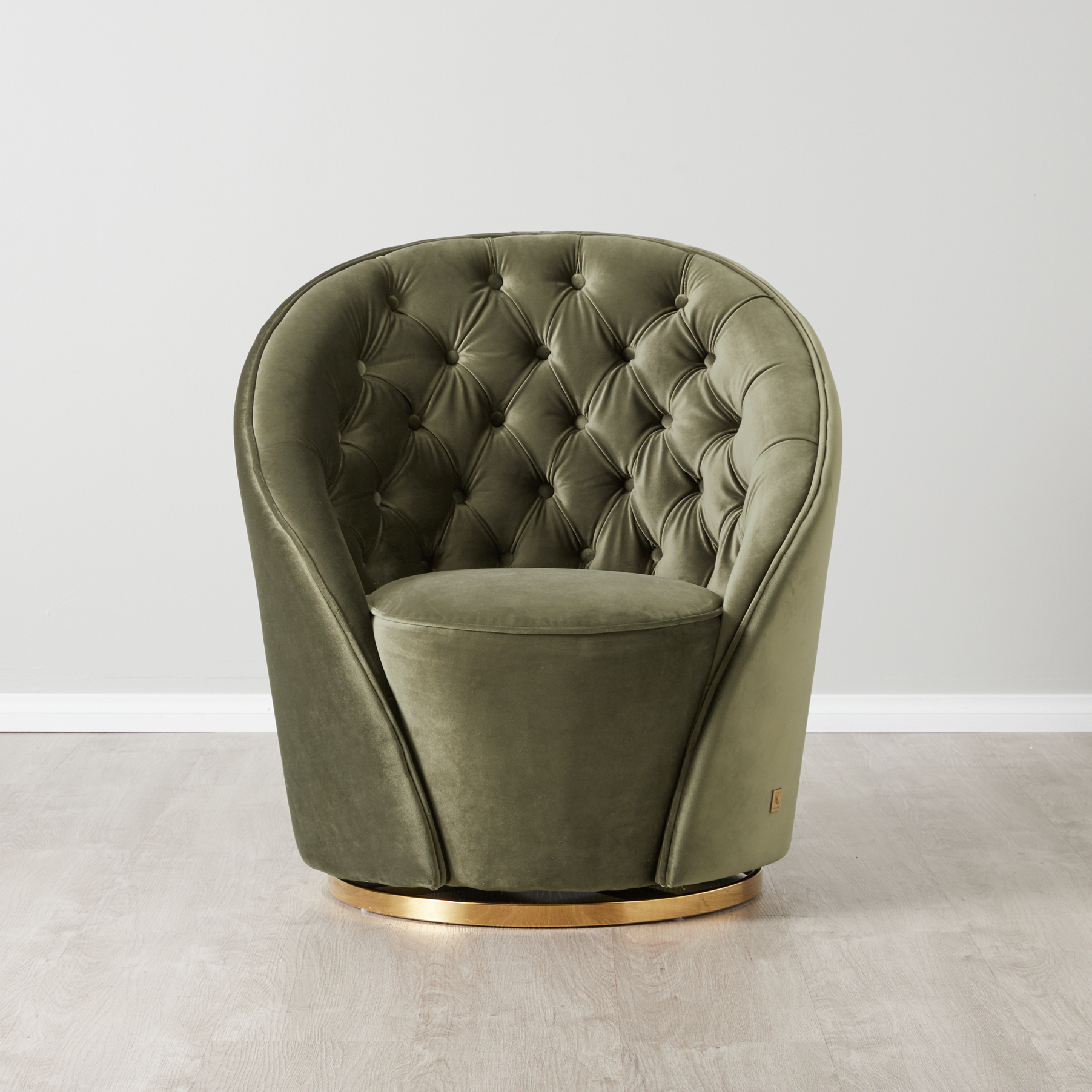Sonja Olive Green Velvet Swivel Occasional Chair