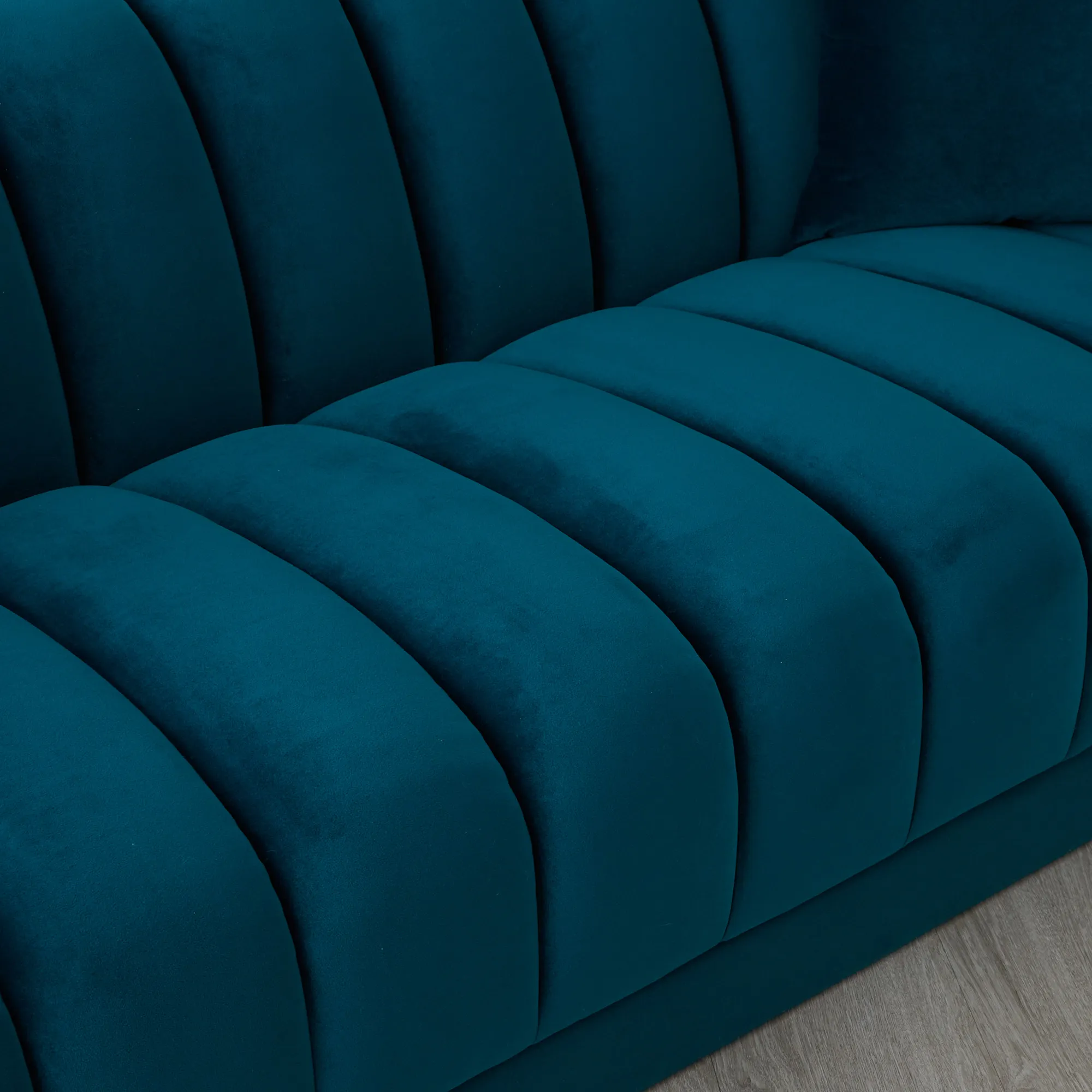 Fransesca Peacock Blue Velvet 3-Seater Sofa