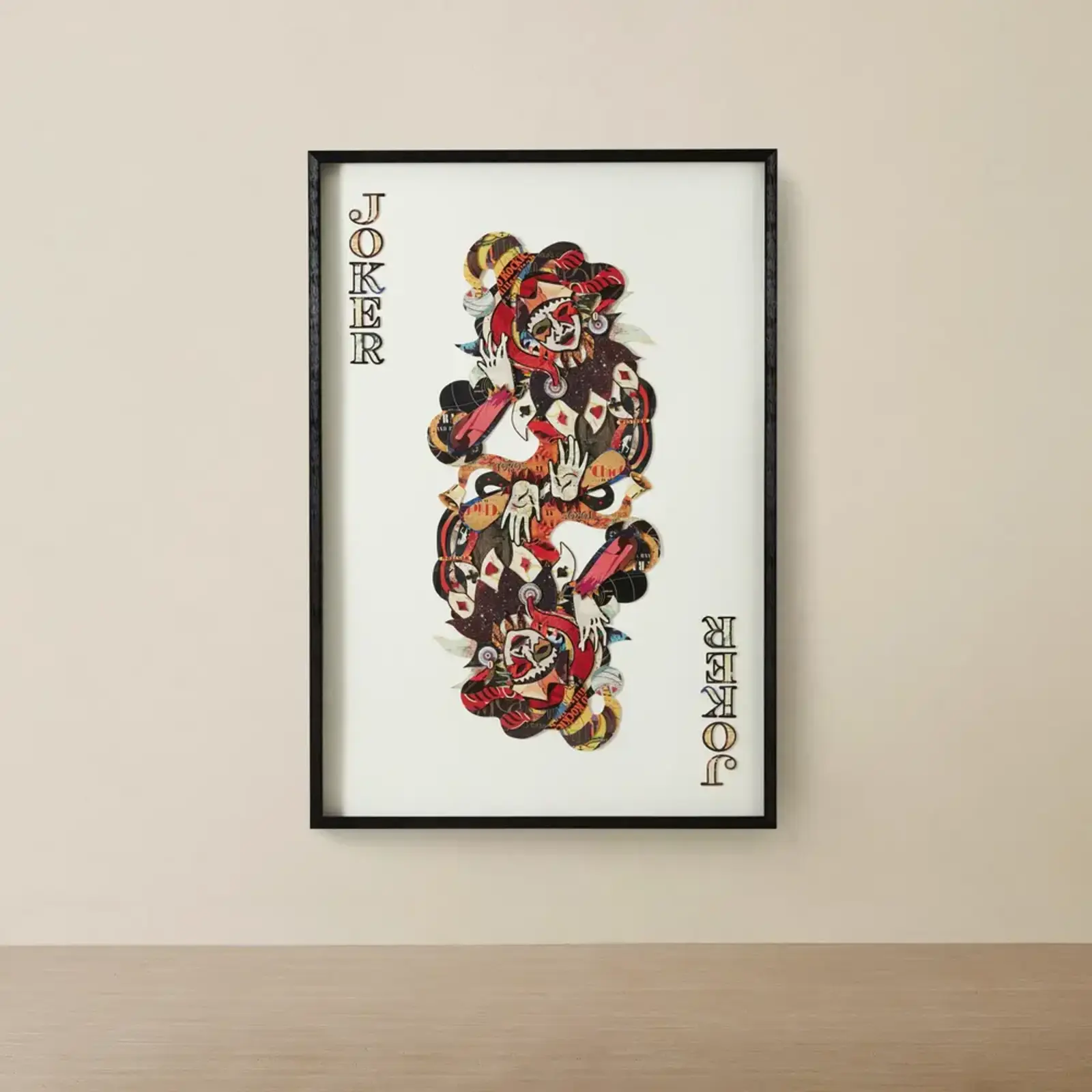 Joker Card Framed Paper Collage