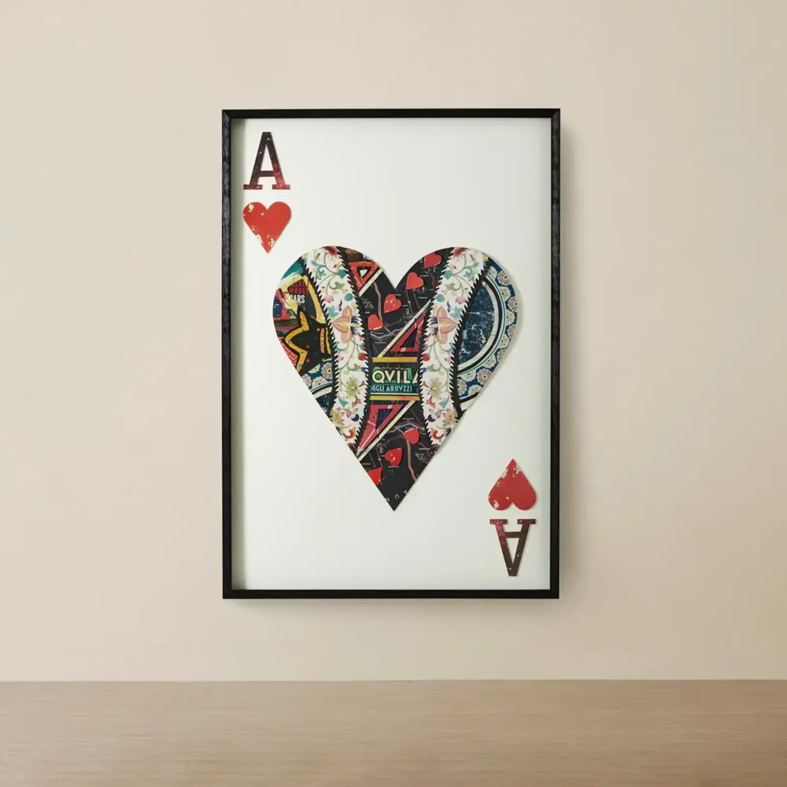 Ace of Hearts Framed Paper Collage