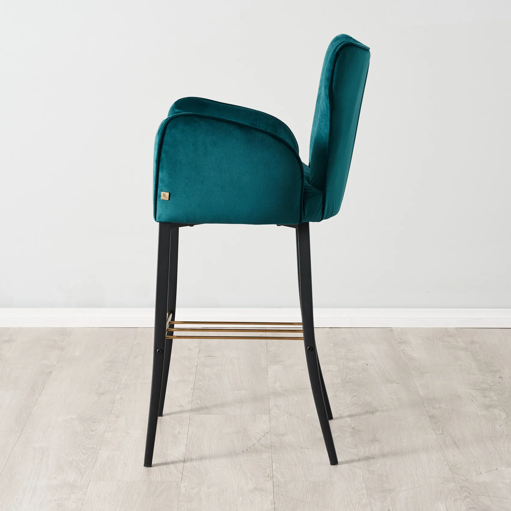 Valerie Peacock Blue Velvet Bar Stool