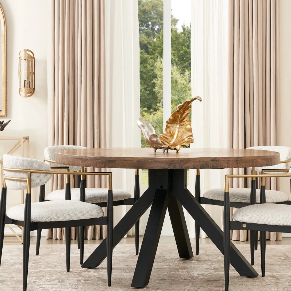 Emmett Medium Brown Mango Wood Round Dining Table 