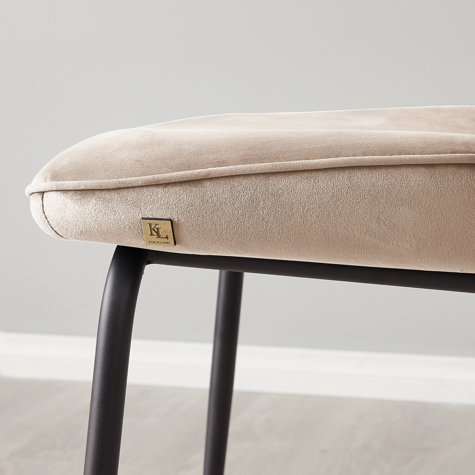 Abbey II Beige Velvet Dining Chair Black Legs