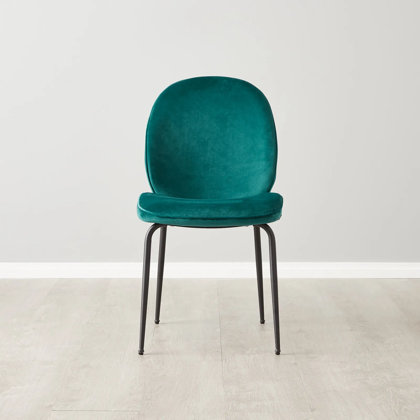 Abbey II Peacock Blue Velvet Dining Chair Black Legs