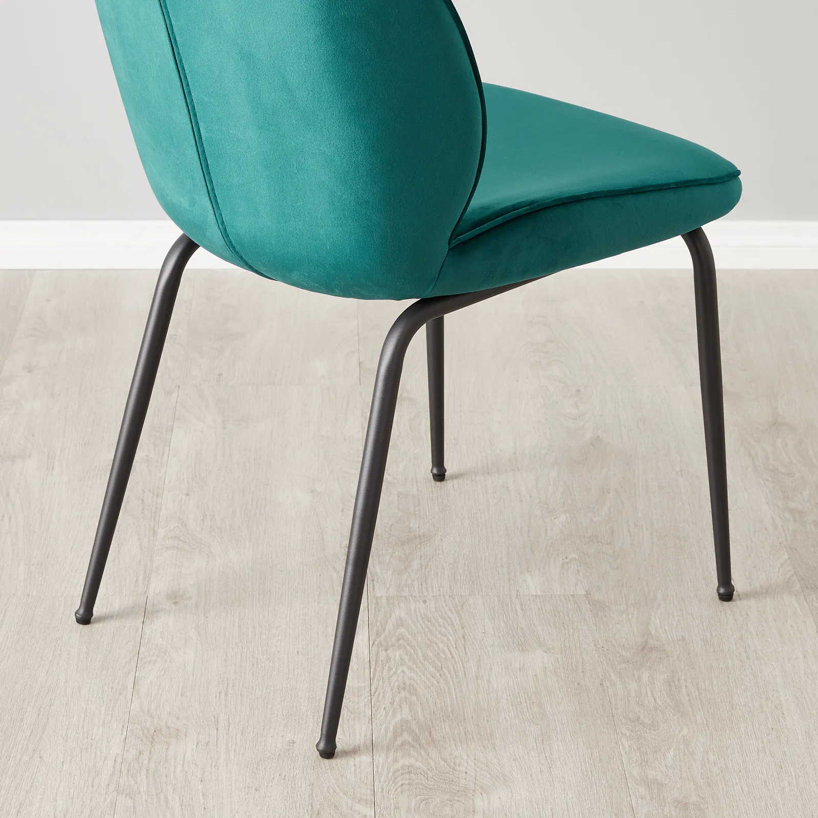 Abbey II Peacock Blue Velvet Dining Chair Black Legs