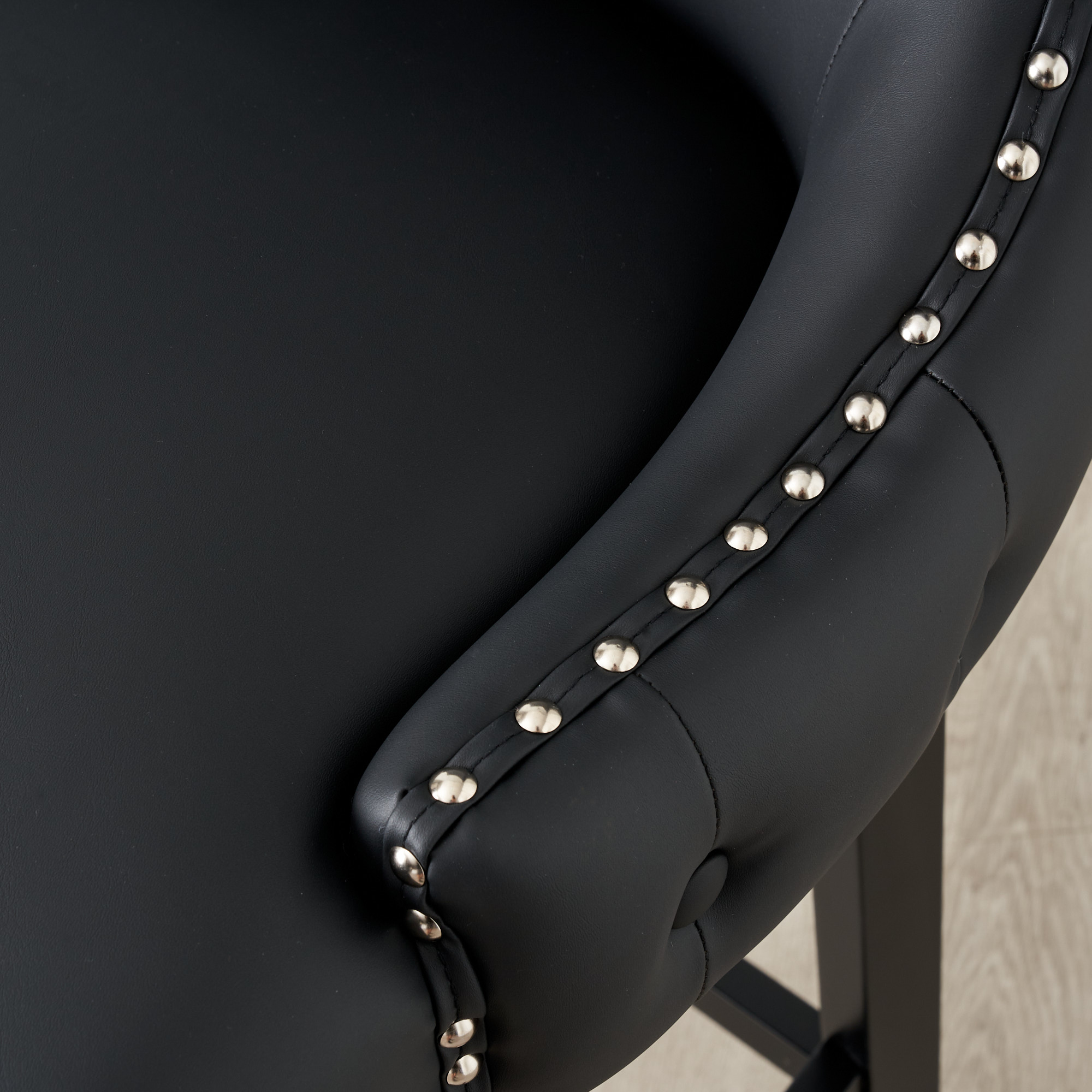 Camille II Black Vegan Leather Bar Stool