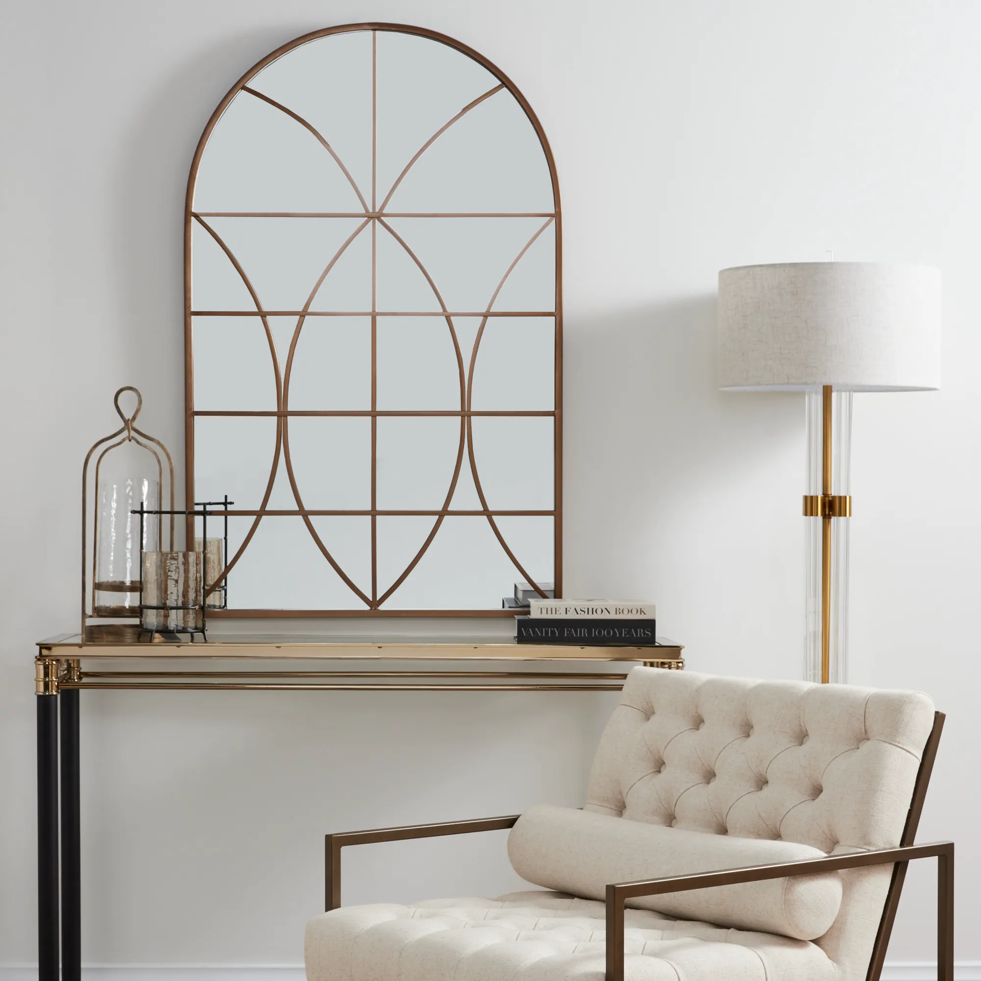 Flavius Arch Mirror -  Brass Colour