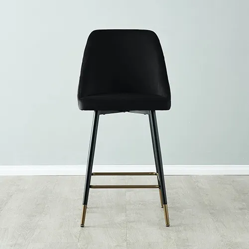 Winston II Black Velvet Counter Stool - 64cm