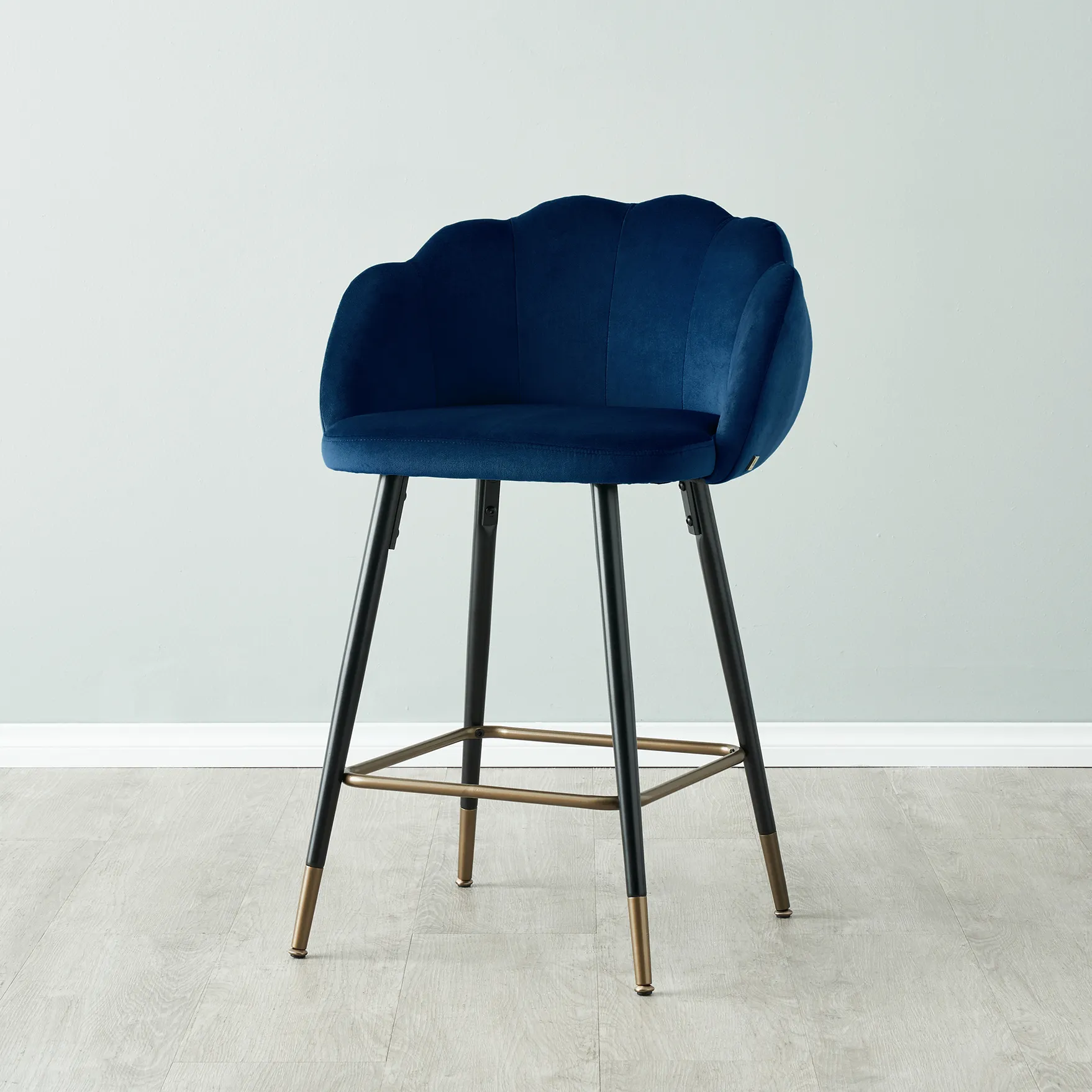 Amber Navy Velvet Counter Stool 64cm