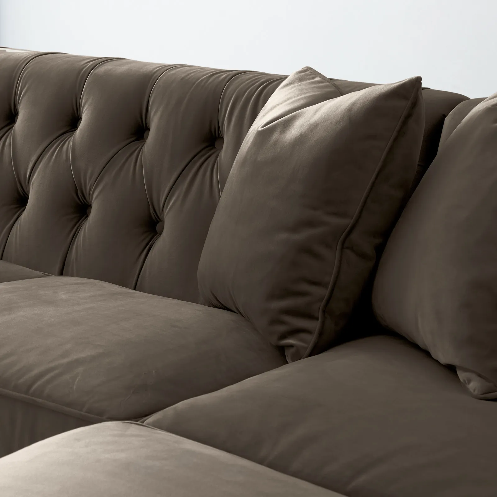 Audrey Mushroom Velvet Corner Sofa