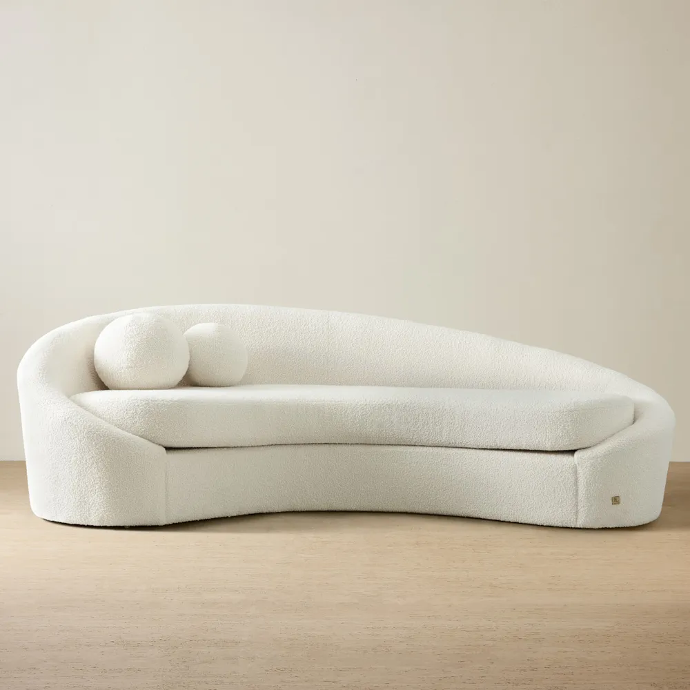 Maddie Curved Cream Turrel 3-Seater Sofa
