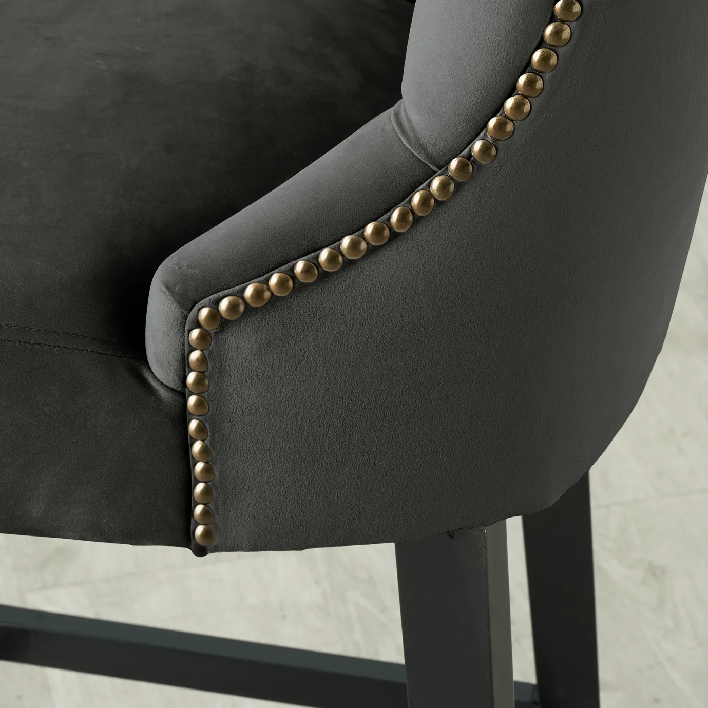 Saxon Charcoal Velvet Bar Stool