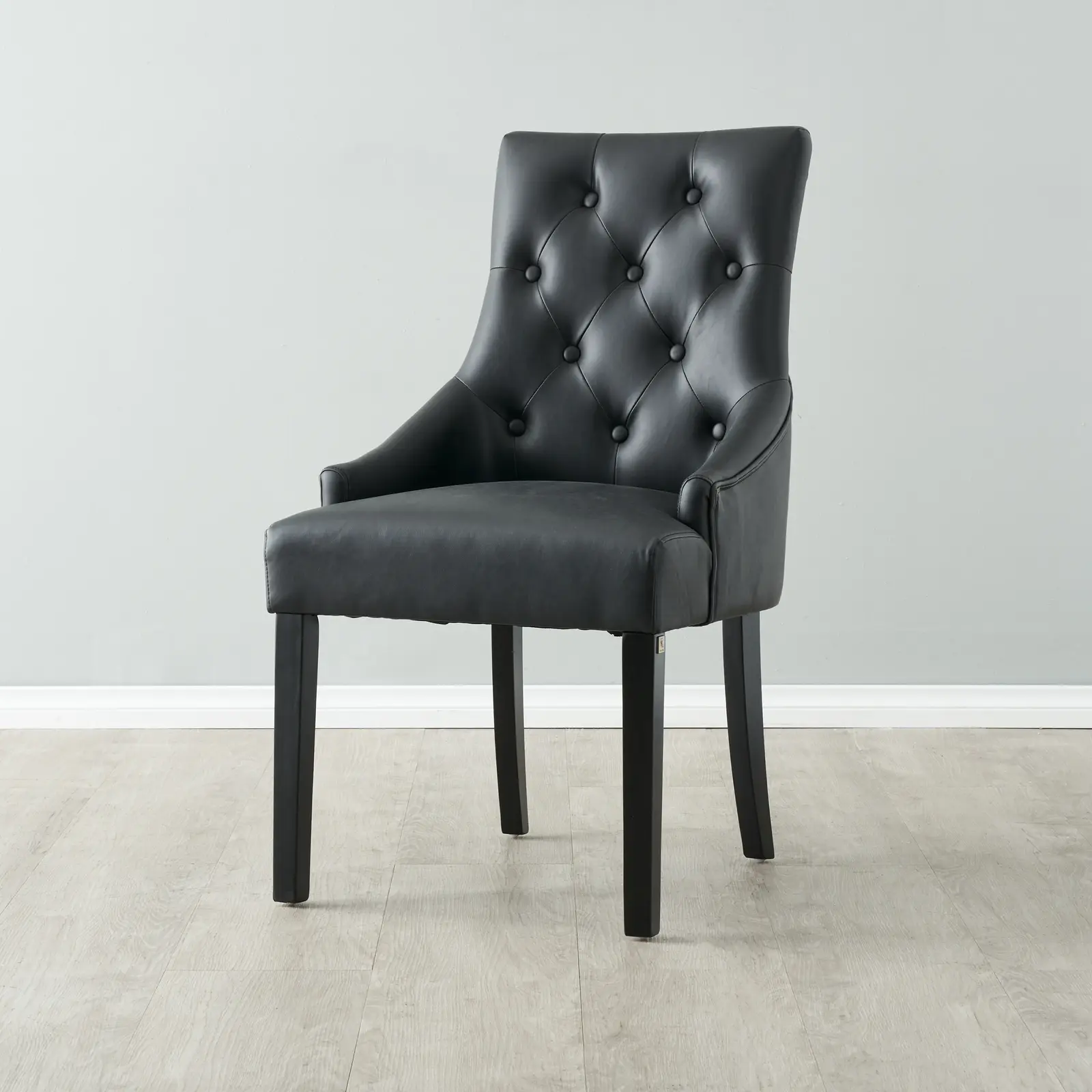 Saxon Black Vegan Leather Dining Chair Koala Living