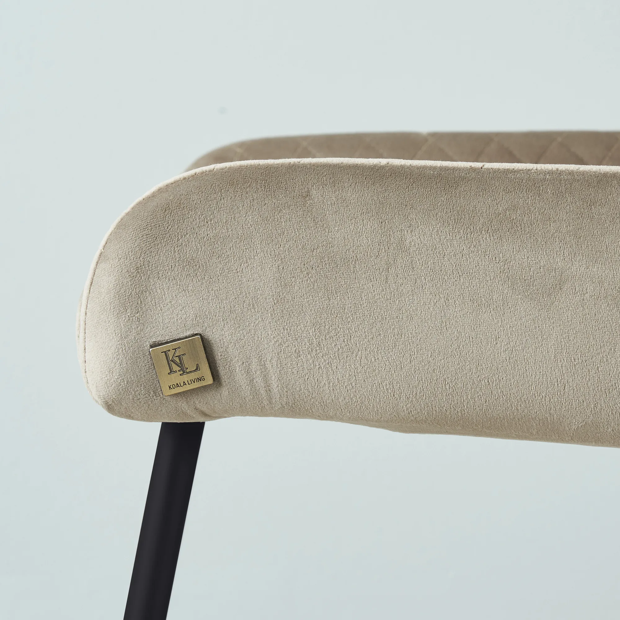 Quinn Beige Velvet Dining Chair Black Legs