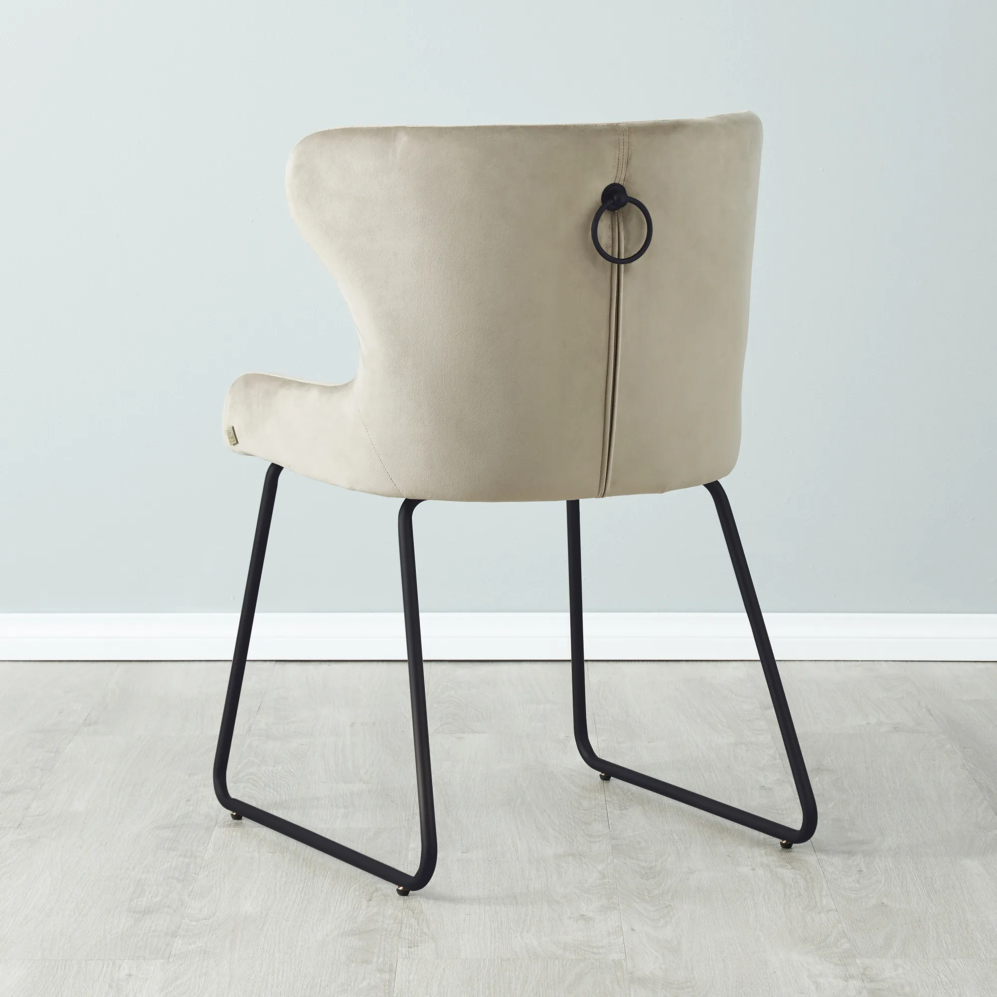 Quinn Beige Velvet Dining Chair Black Legs