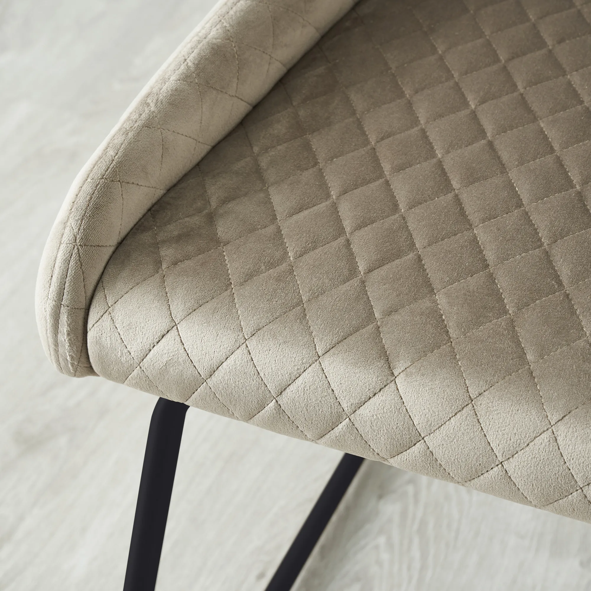 Quinn Beige Velvet Dining Chair Black Legs
