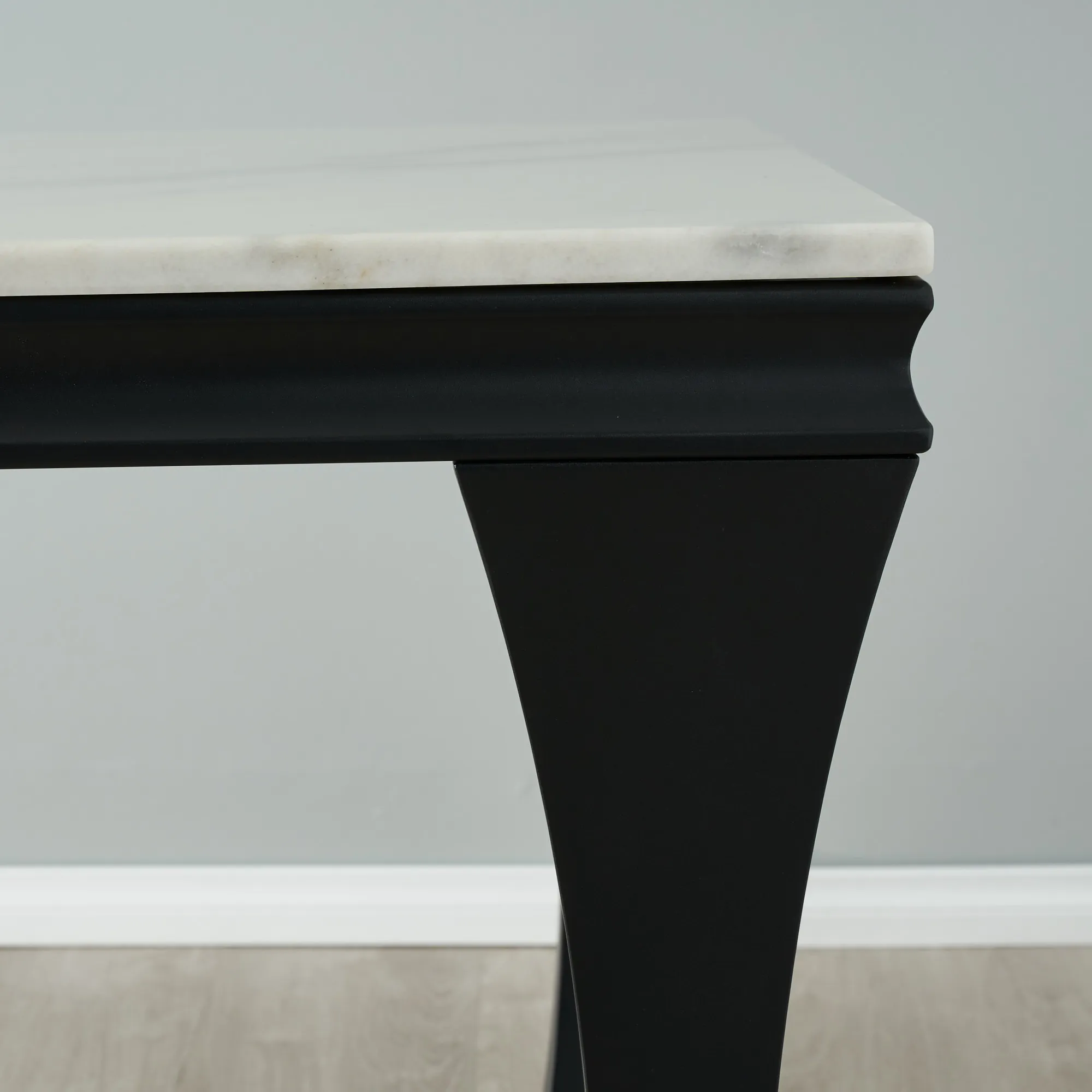 Melody Marble Dining Table Black Legs 200cm x 100cm