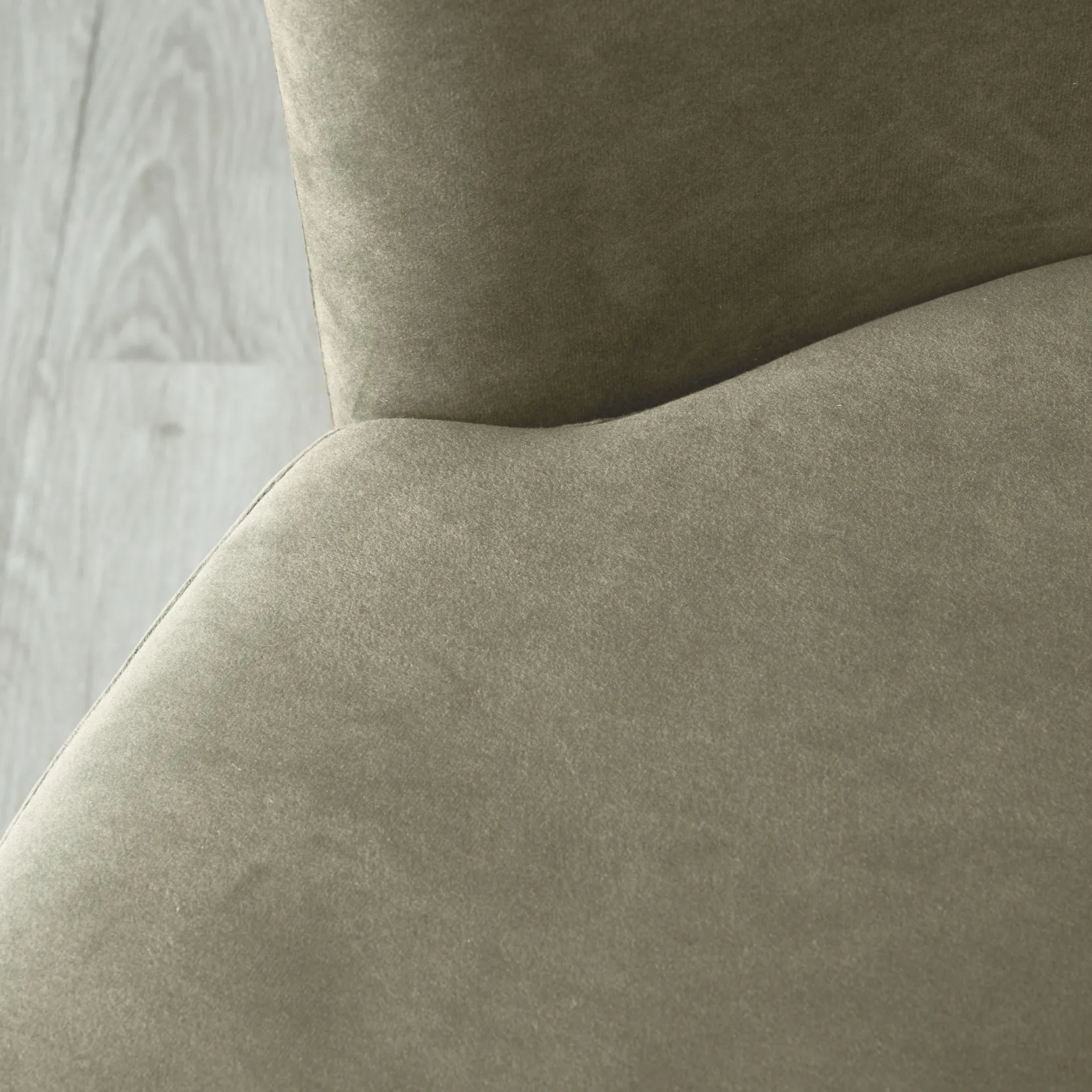 Reina Asymmetrical Beige Velvet Chair Brushed Champagne Gold