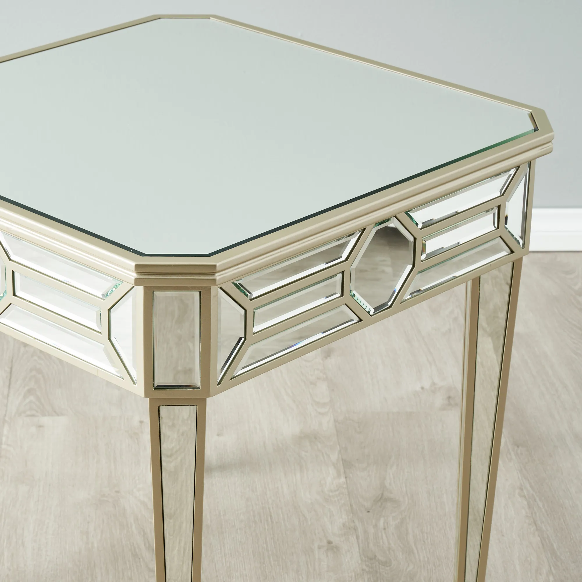 Madeleine Mirror Side Table Champagne Gold Frame — free download