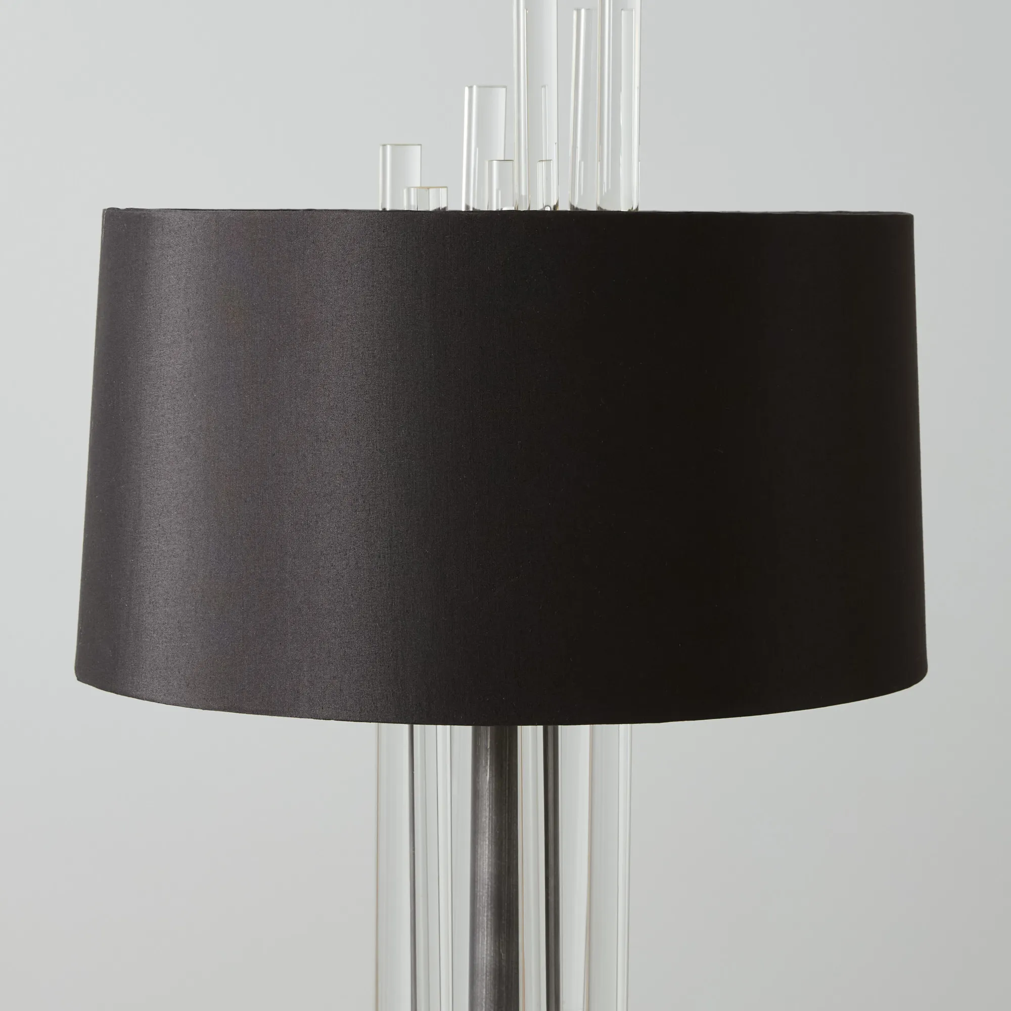 Cassy Brushed Graphite Table Lamp Black Fabric Lamp Shade