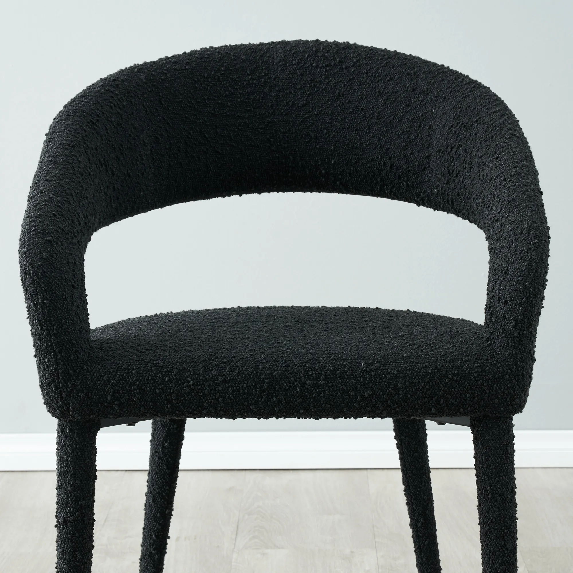 Moulin Black Boucle Dining Chair Brushed Gold Legs