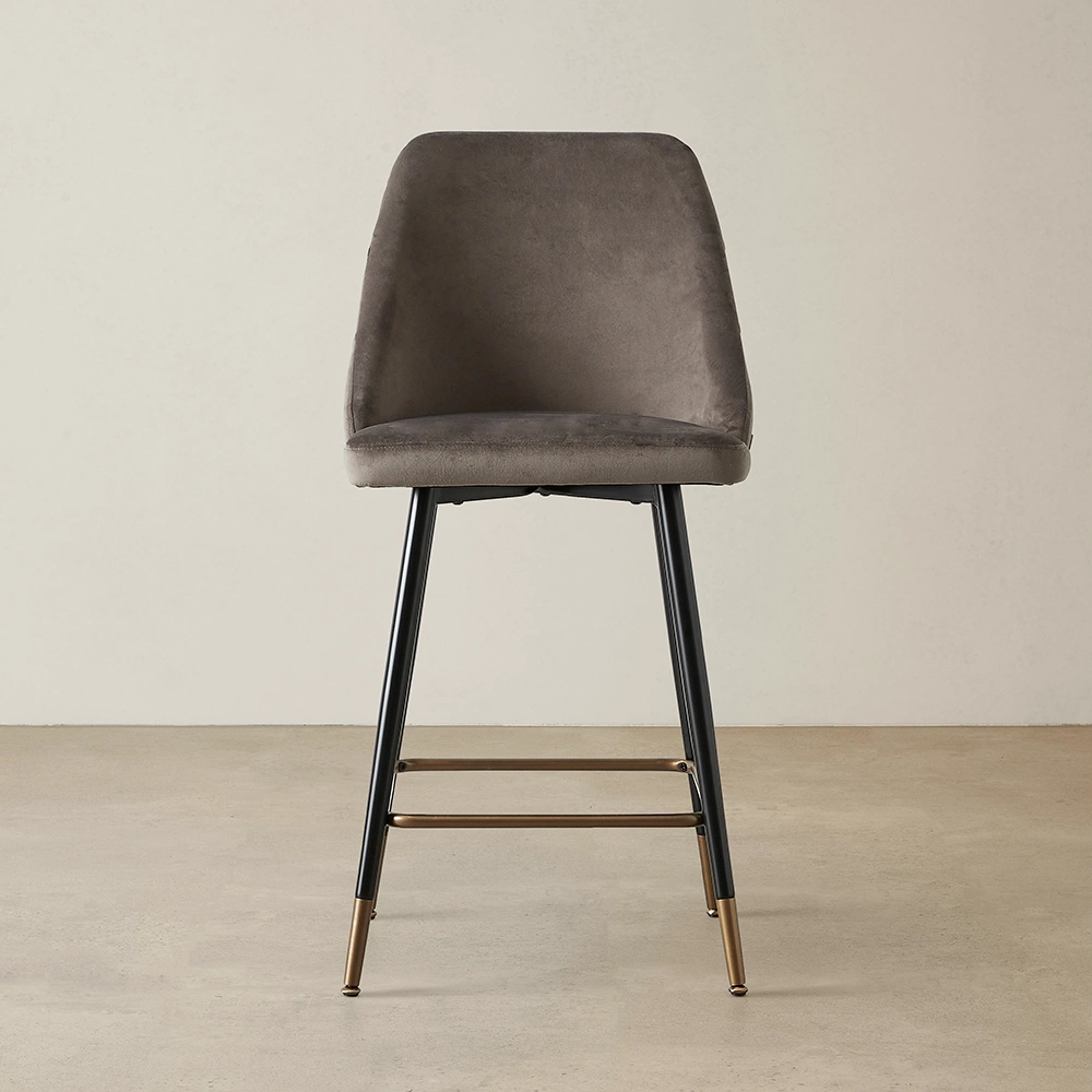 Winston III Mushroom Velvet 64cm Counter Stool 