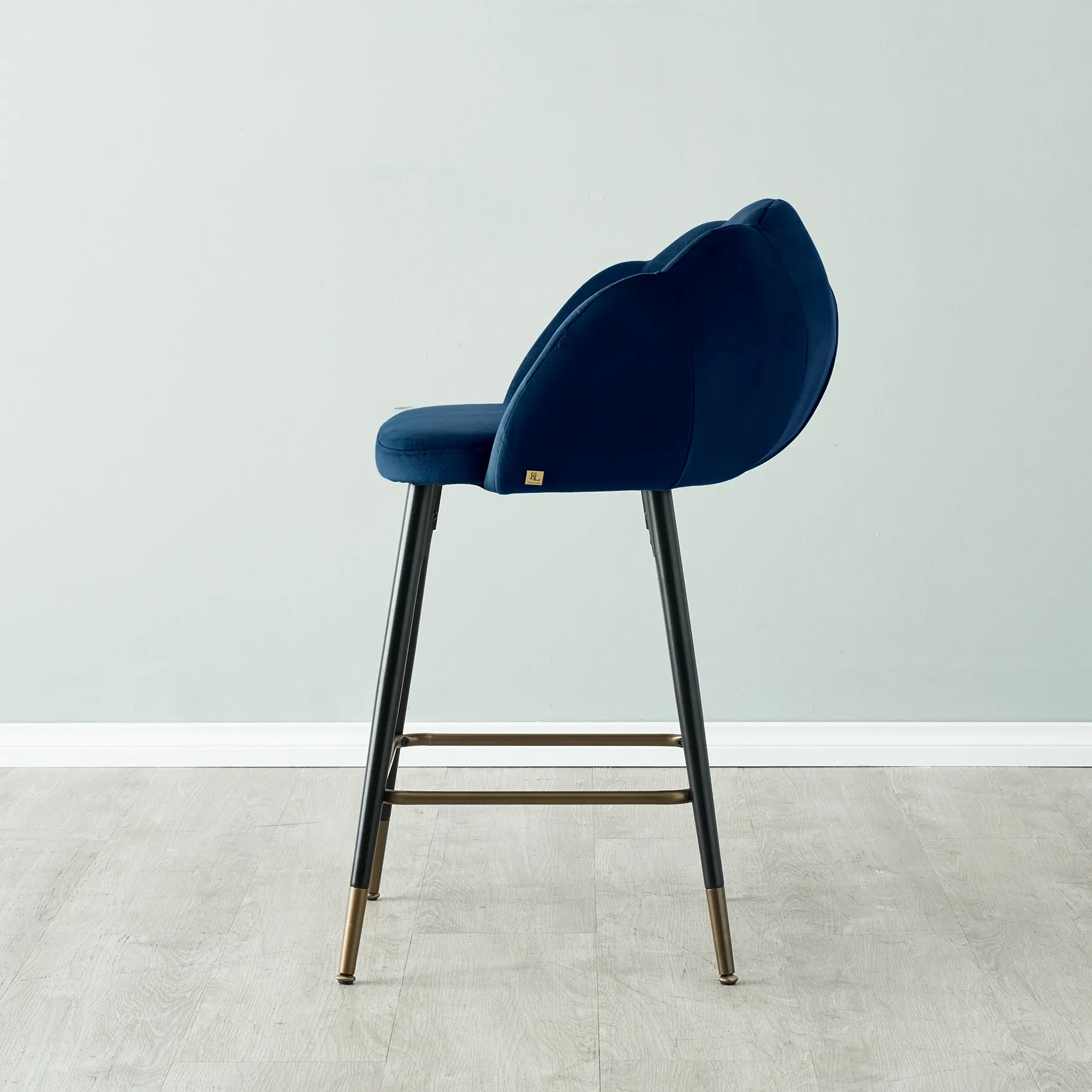 Amber III Navy Velvet Counter Stool