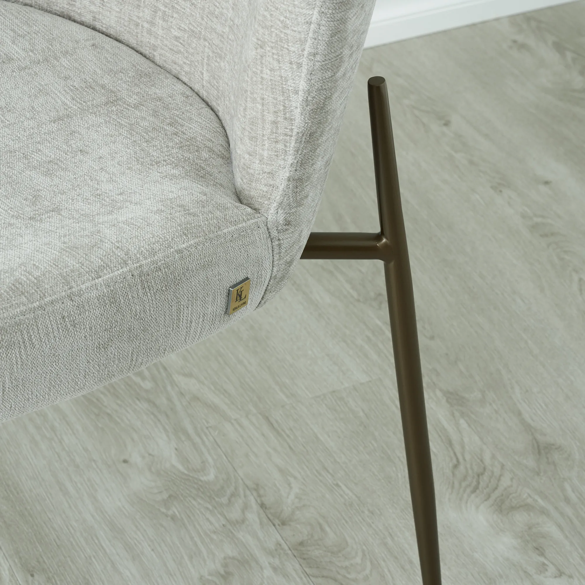 Hailey Vintage Grey Fabric Dining Chair Bronze Legs