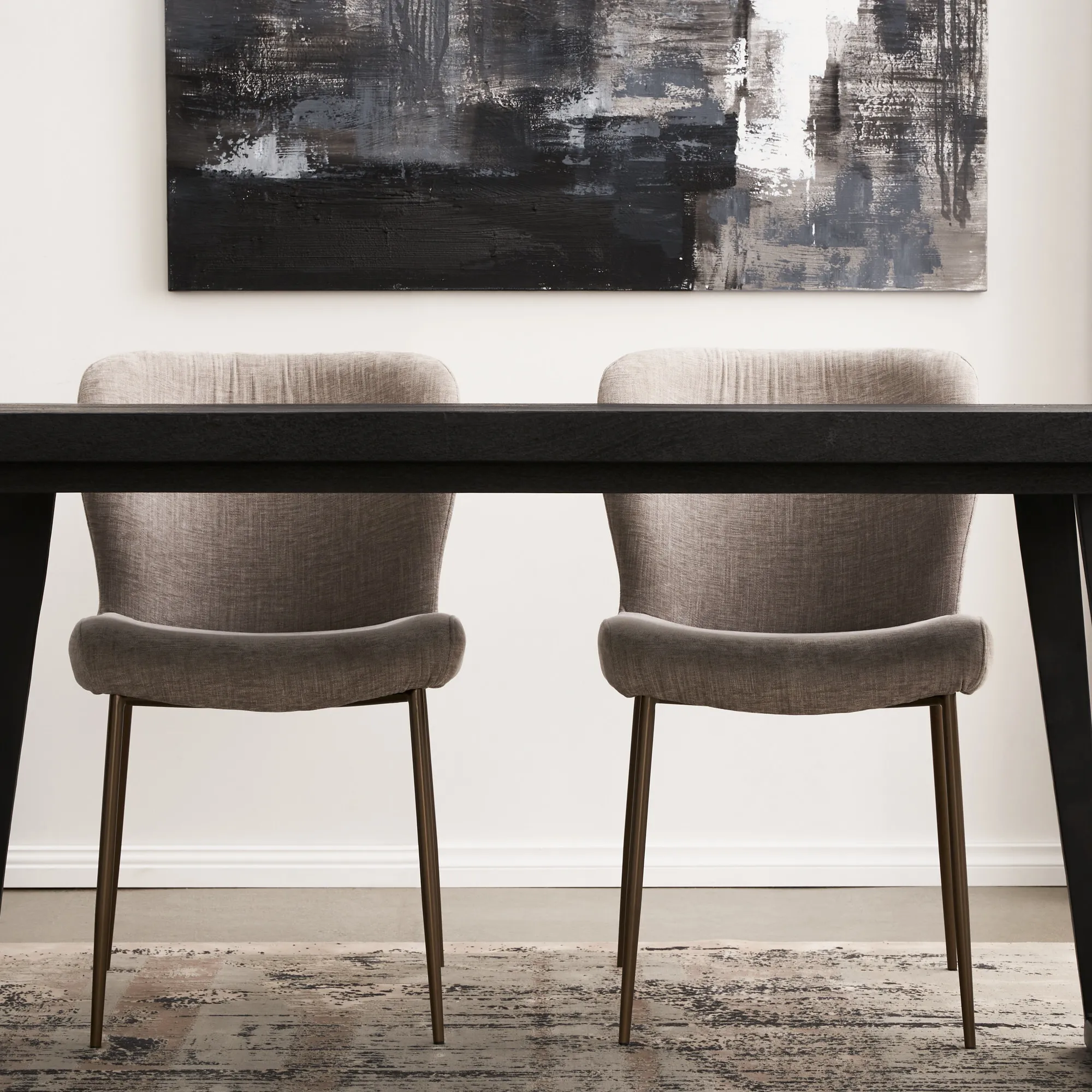 Hailey Vintage Grey Fabric Dining Chair Bronze Legs