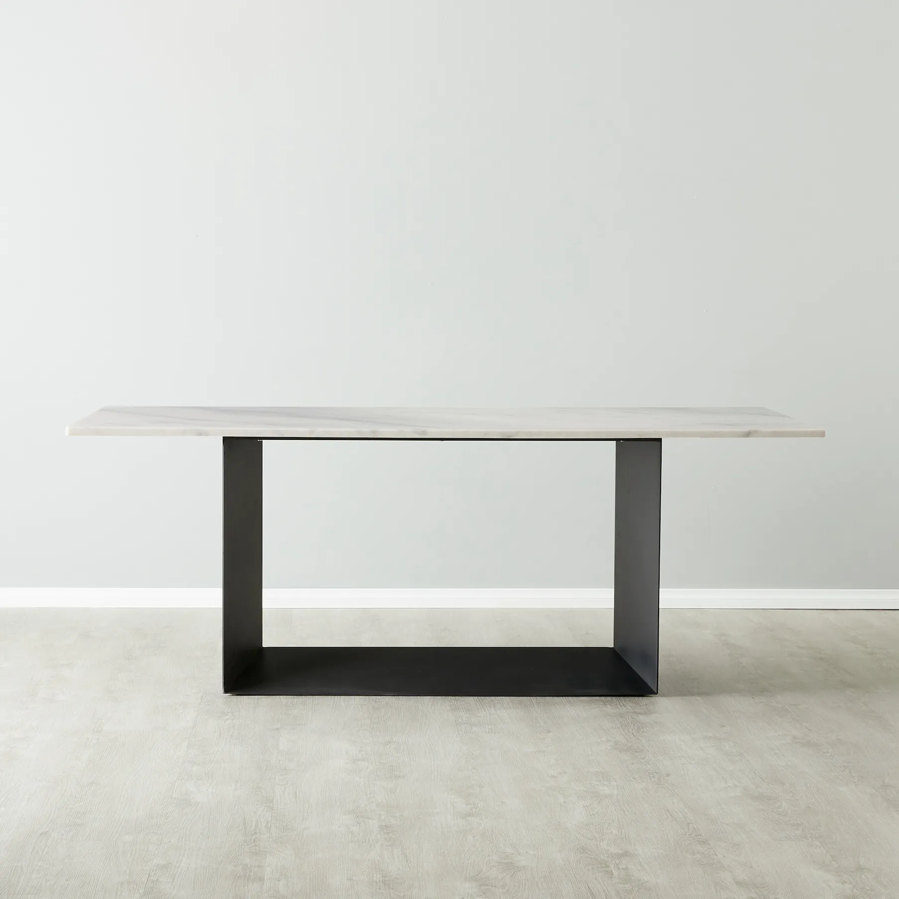 Isla Natural White Marble Dining Table Black Metal Legs Koala