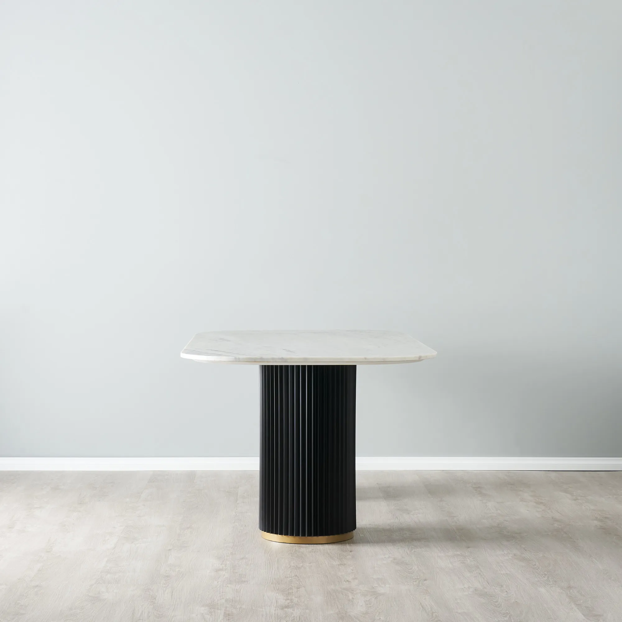 Adele White Marble Top Dining Table Black Metal Frame