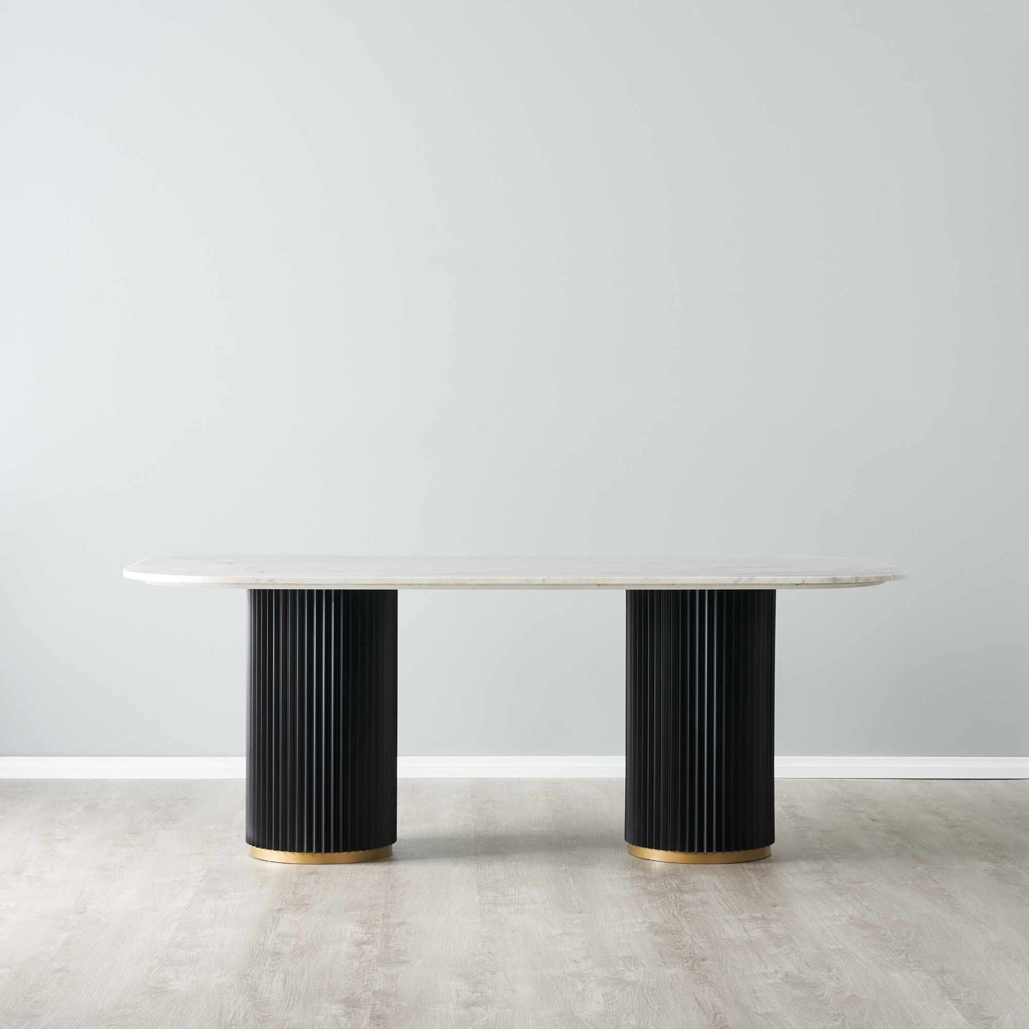 Adele White Marble Top Dining Table Black Metal Frame