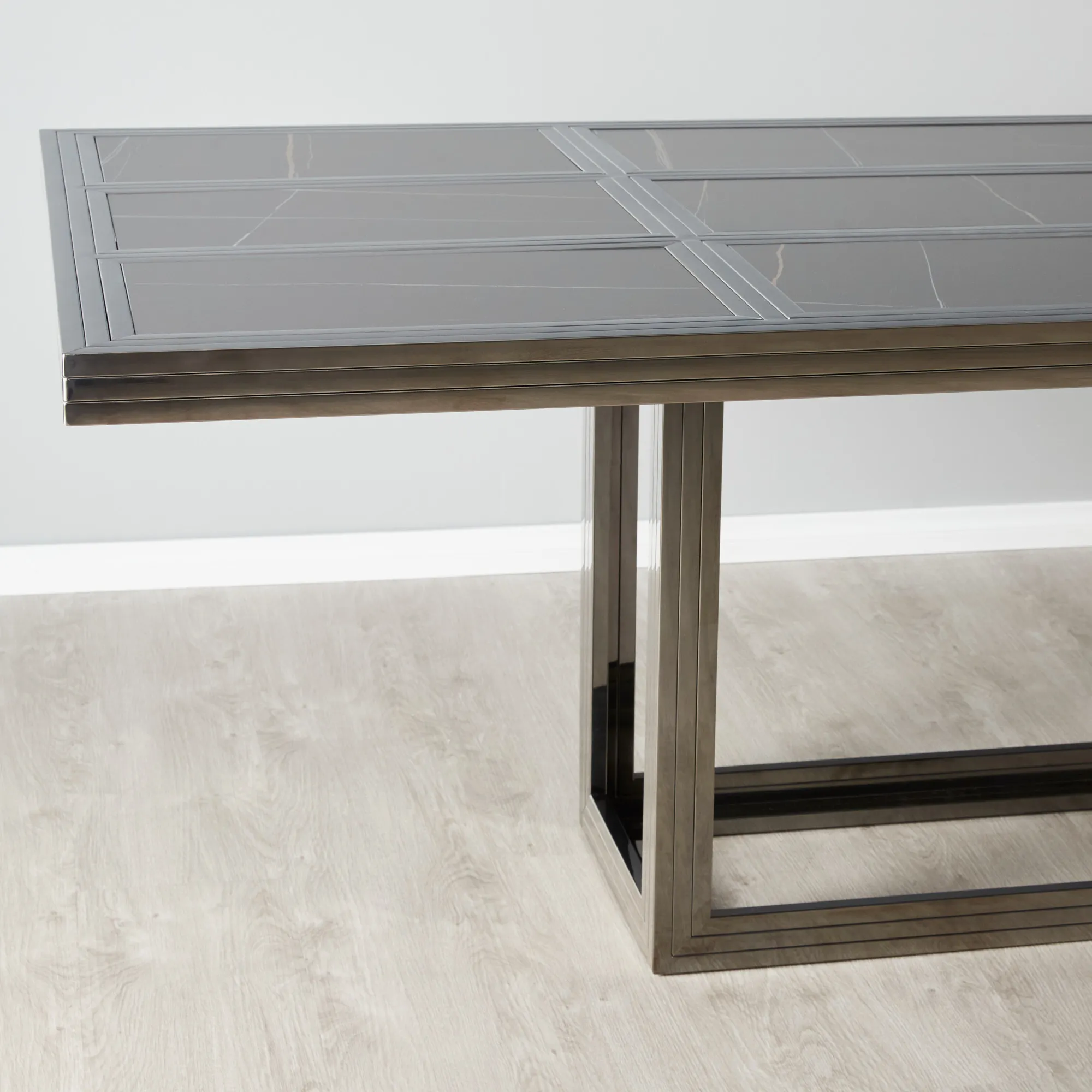 Titus Black Sintered Stone Dining Table Black Legs