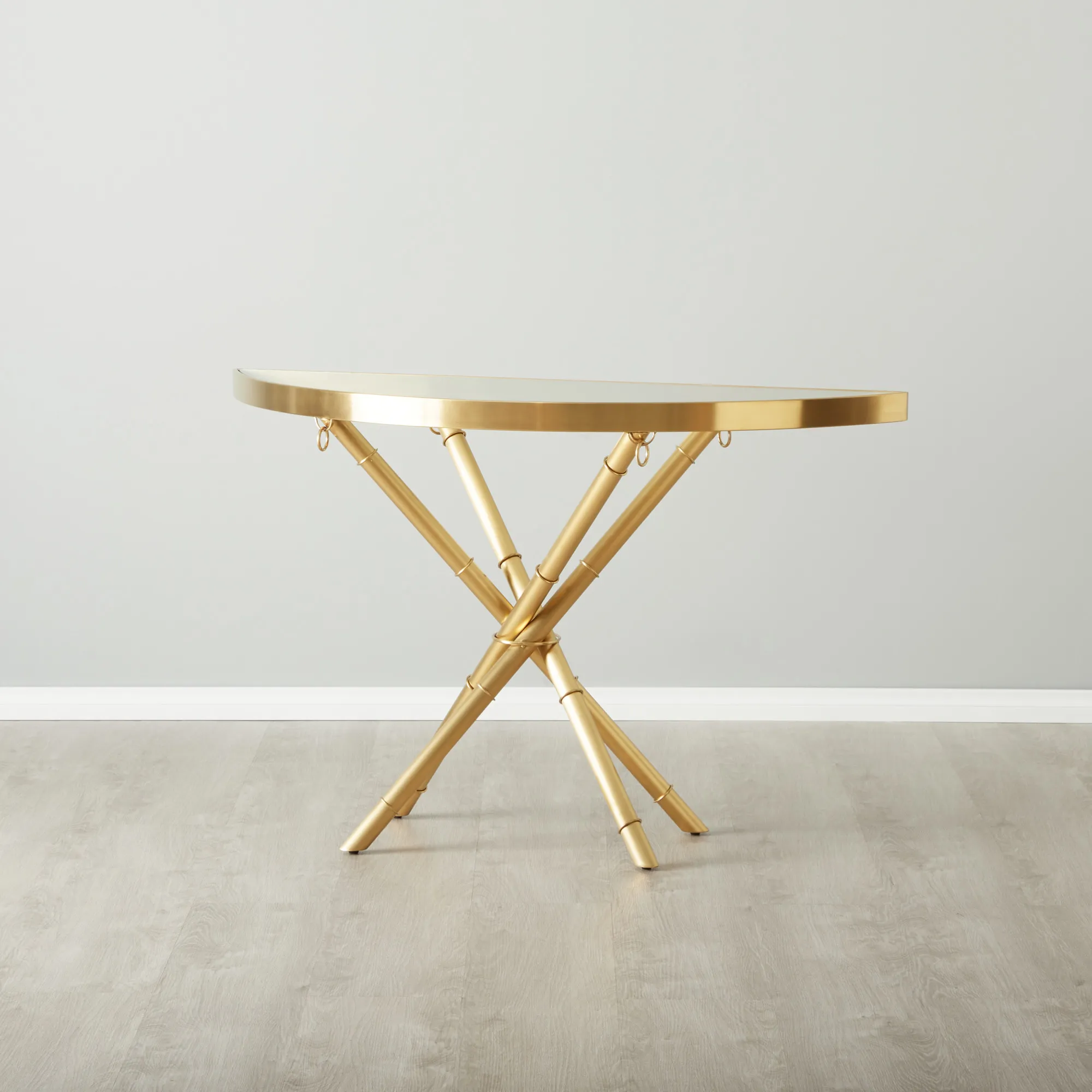 Sandringham Clear Glass Console Table - Gold Stainless Steel Legs